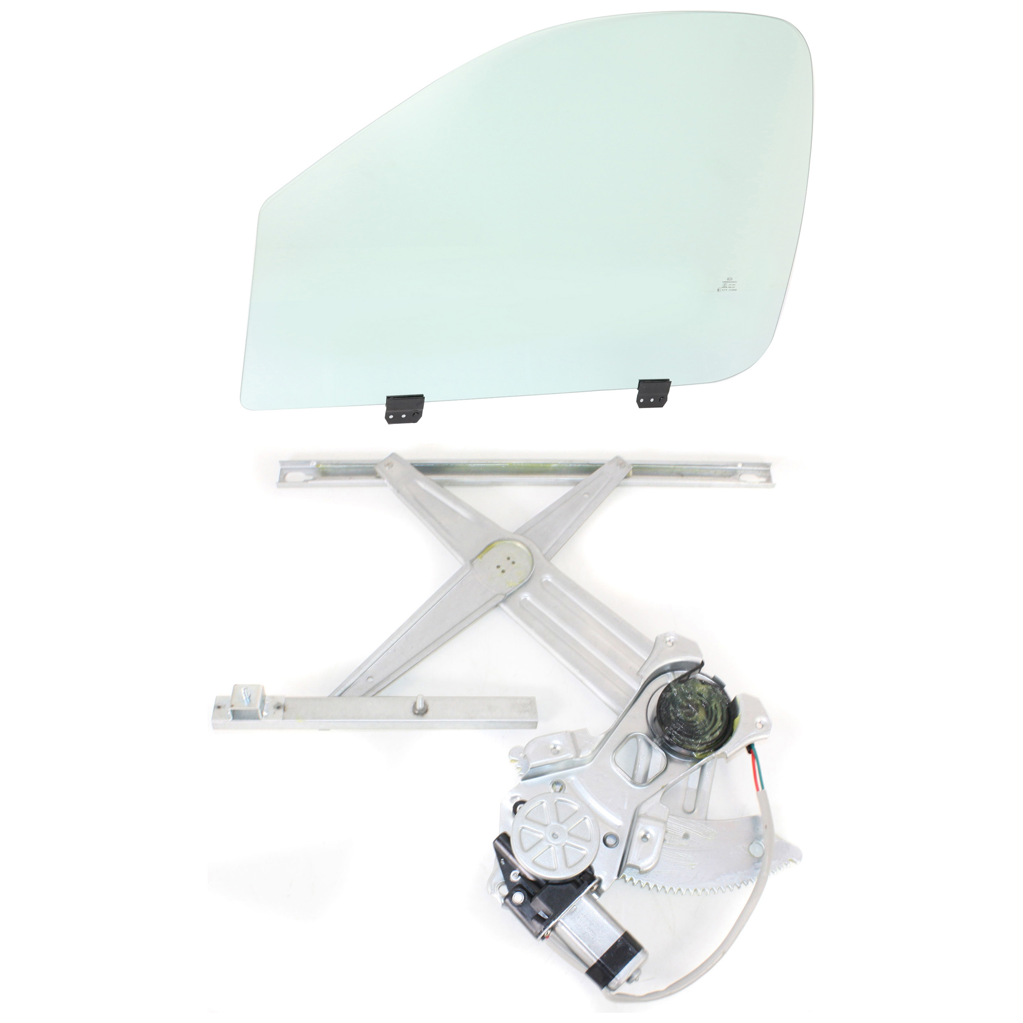 AM DODGE FULL SIZE P U 02-10 FRONT DOOR GLASS LH Green Tint 2 pc Kit with Window Regulator Standard Cab with Clip SKU KIT J062817-84 Partslink CH1350134 OEM 55276601AE DD10072GTYN 5527559