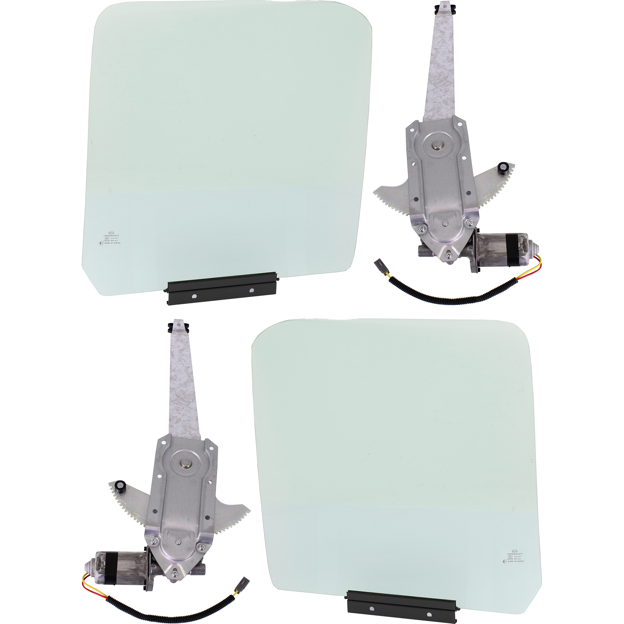 AM F SERIES 87-97 FRONT DOOR GLASS RH AND LH Green Tint 4 pc Kit with Window Regulators SKU KIT J062817-97 OEM F4TZ1521410A DD08491GTYN F4TZ1