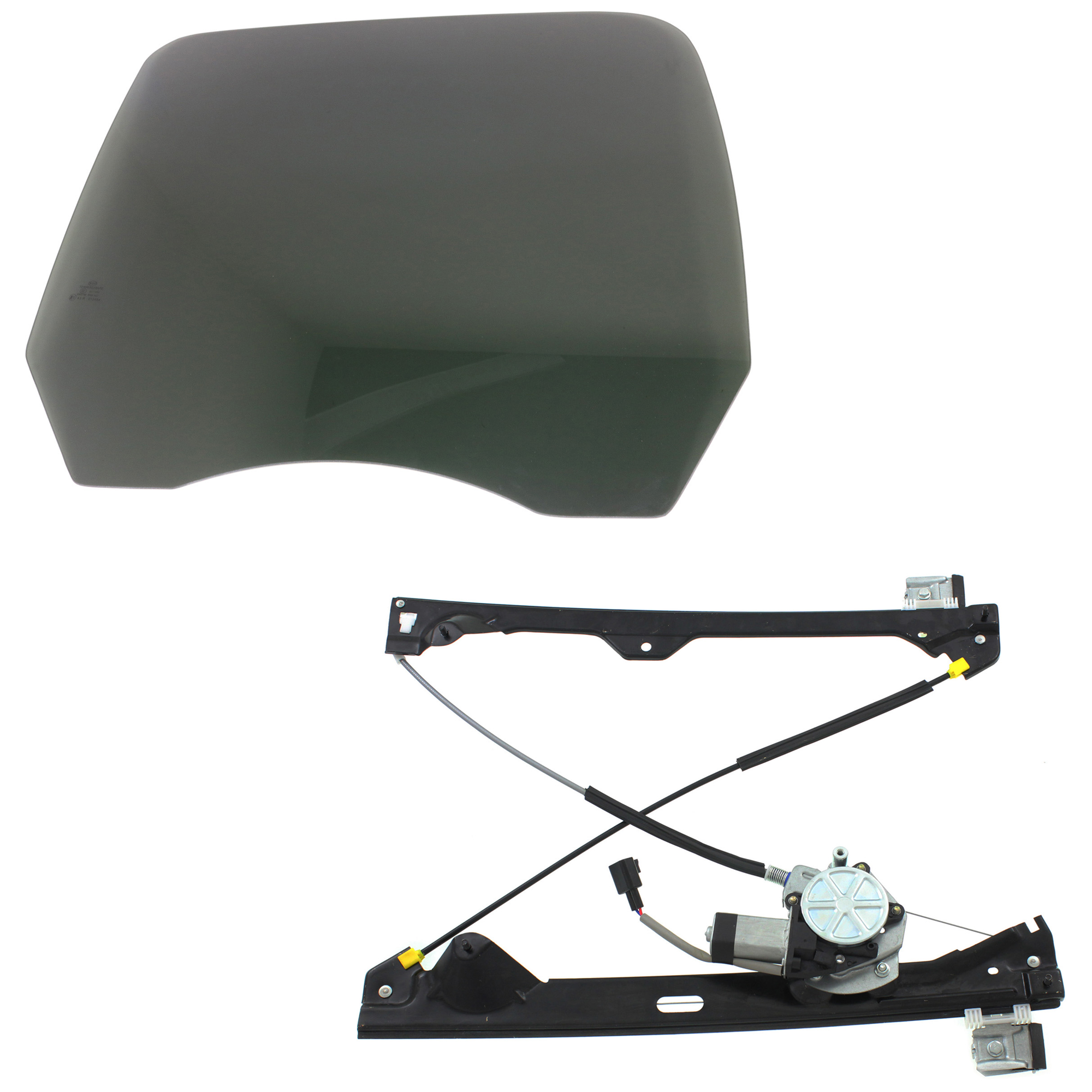 AM SILVERADO SIERRA 07-14 REAR DOOR GLASS LH 2 pc Kit Gray Tint Privacy Crew Cab Pickup with Privacy Tint without clip with Window Regulator SKU KIT J062917-03 Partslink GM1550129 OEM 15175371 DD11170YPNN 20945140
