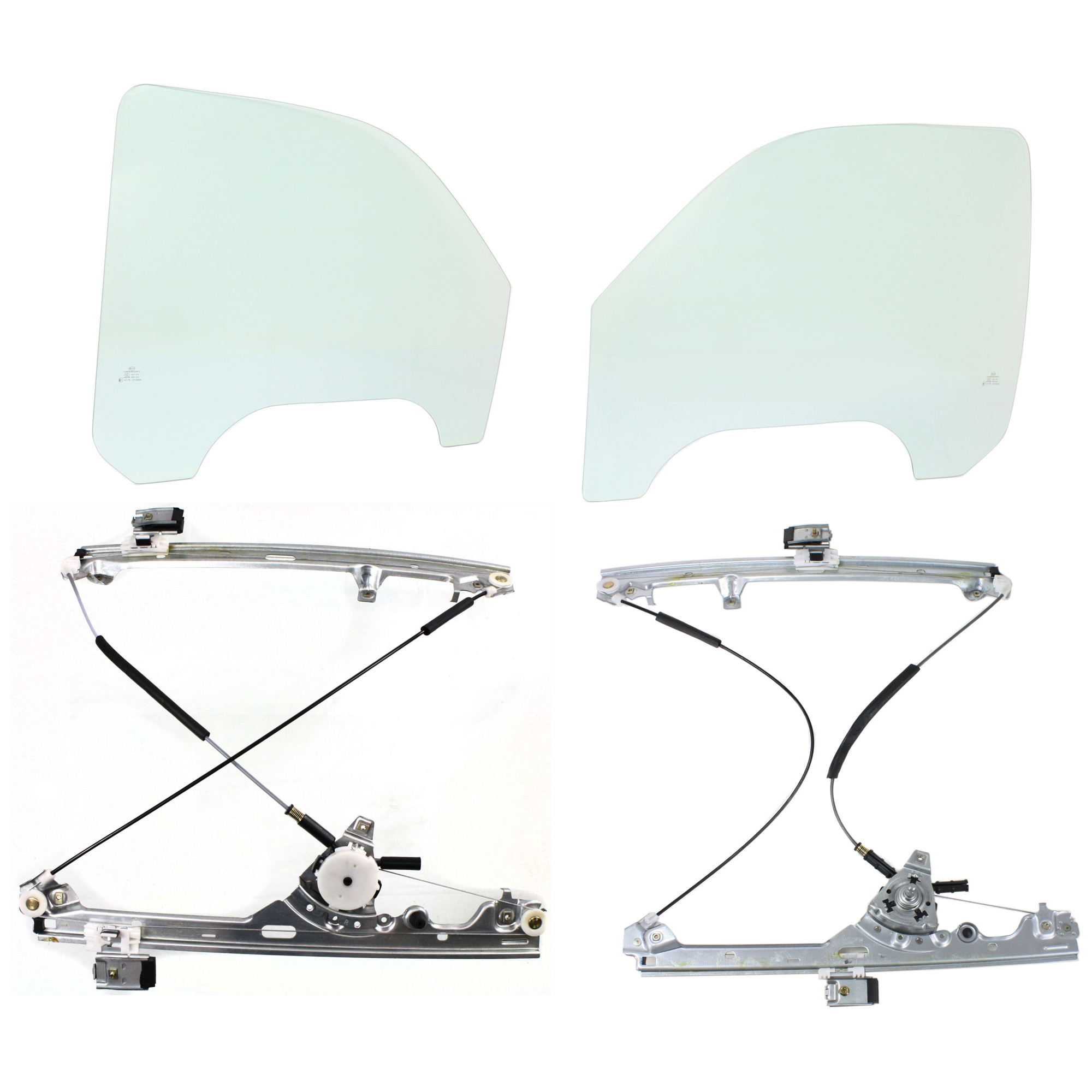 AM SILVERADO SIERRA 99-06 FRONT DOOR GLASS RH AND LH Green Tint 4 pc Kit with Window Regulators SKU KIT J062917-04 Partslink GM1350109 GM1351109 OEM 15891714 DD09480GTNN 15891715