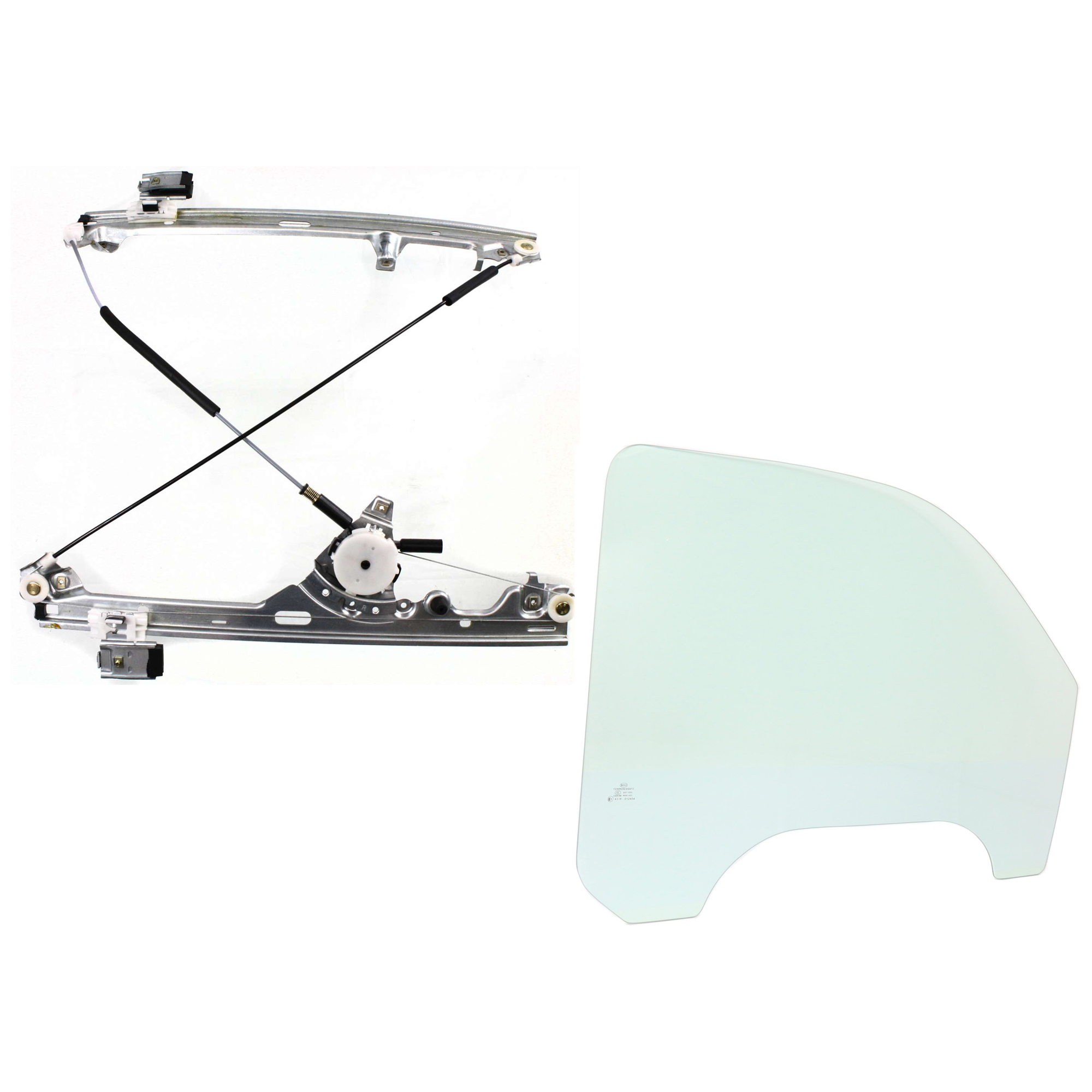 AM SILVERADO SIERRA 99-07 FRONT DOOR GLASS RH Green Tint 2 pc Kit with Window Regulator SKU KIT J062917-05 Partslink GM1351109 OEM 15891715 DD09479GTNN 15871125