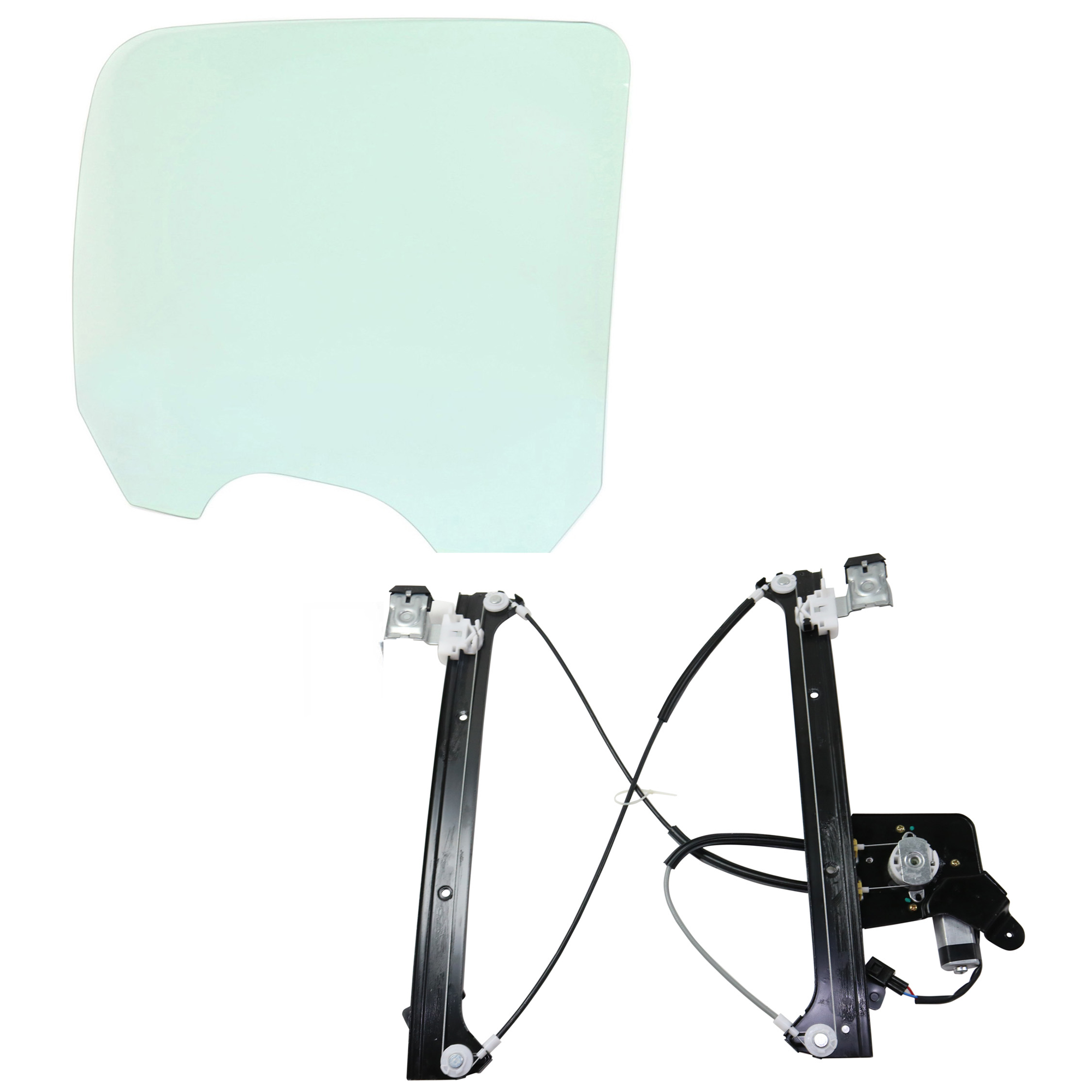AM SUBURBAN 1500-2500-00-01 SILVERADO SIERRA 01-07 REAR DOOR GLASS RH 2 pc Kit with Window Regulator Ccrew Cab without Privacy Tint and Clip SKU KIT J062917-11 Partslink GM1551114 OEM 15181070 DD09734GTNN 19301980