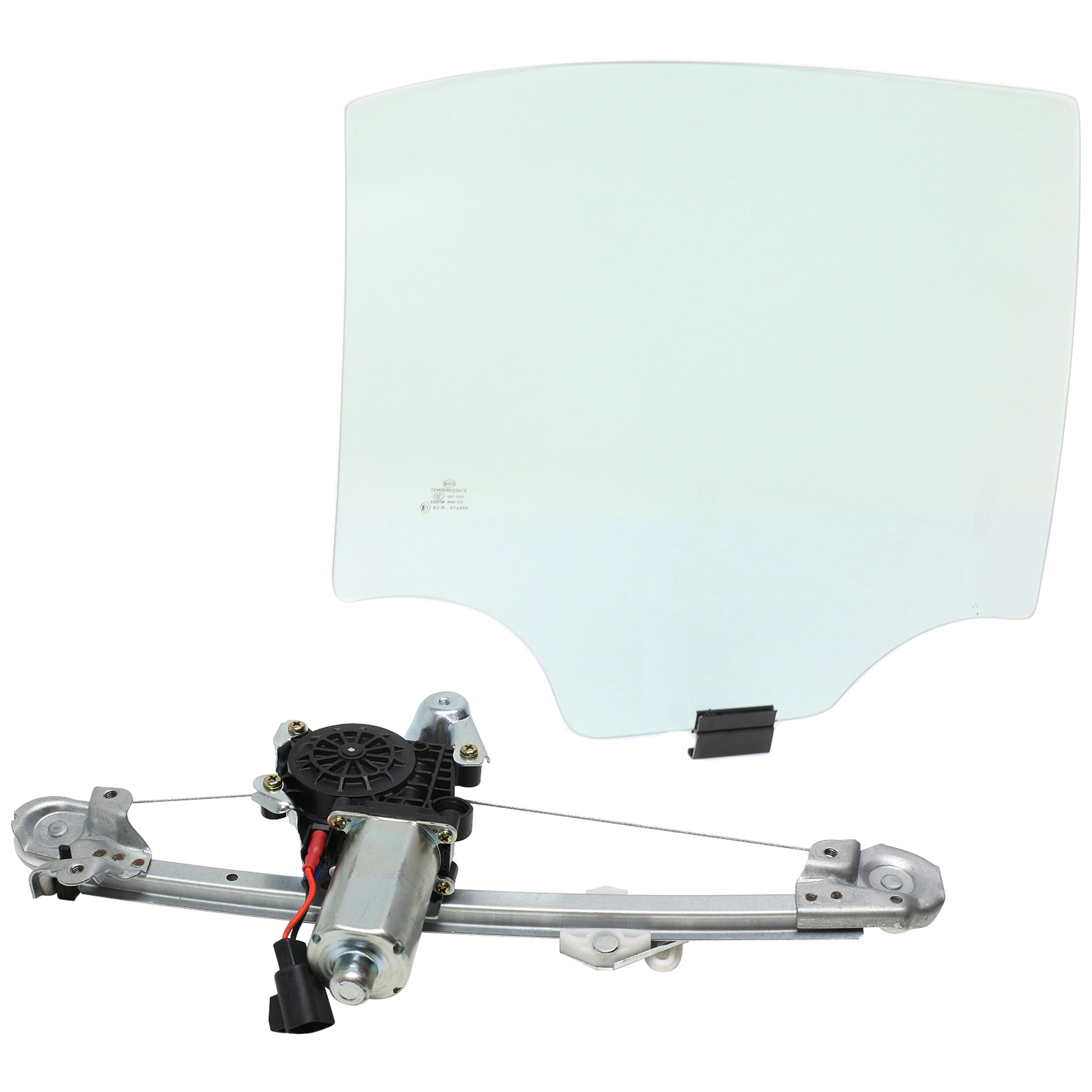 AM MALIBU 97-03 CLASSIC 04-05 REAR DOOR GLASS RH Green Tint 2 pc kit With Window Regulator Power w Motor w Clip 4 Door SKU KIT J062917-17 Partslink GM1551127 OEM 22644120 DD09183GTYN 15223281