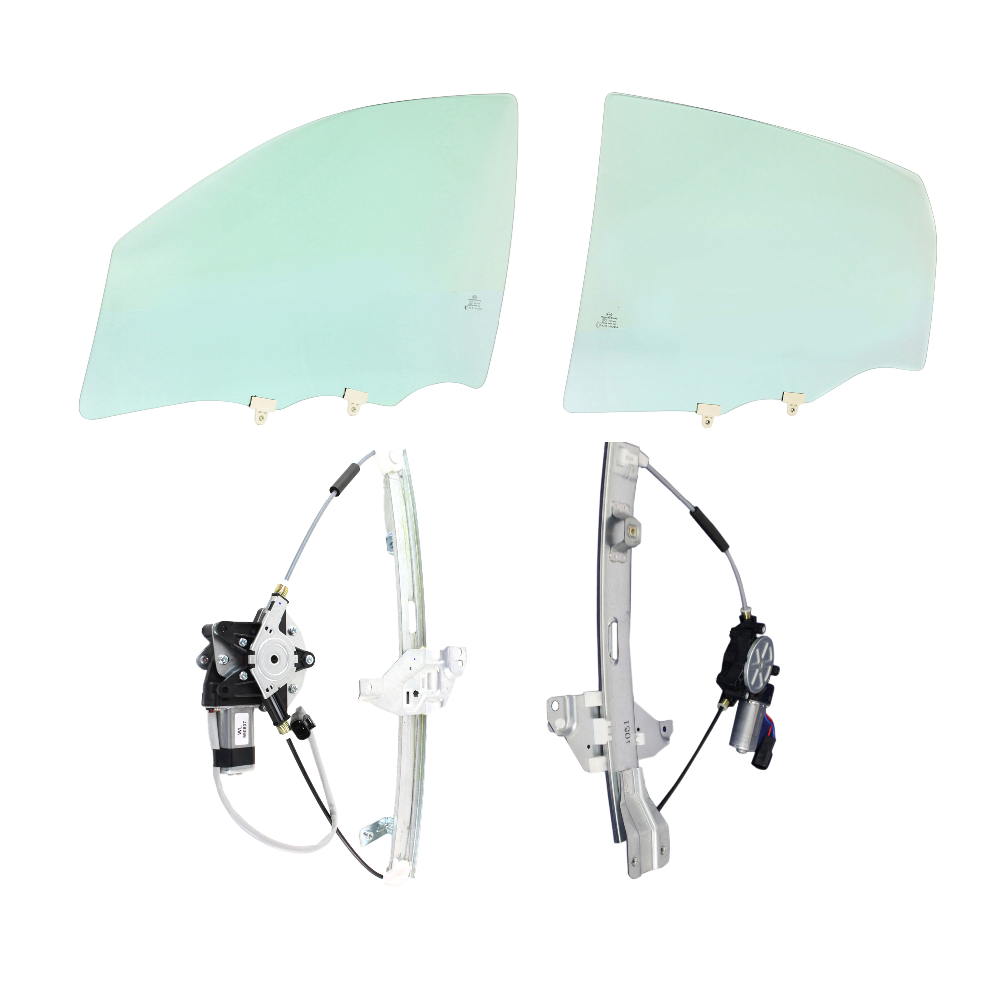 AM IMPALA 06-13 IMPALA LIMITED 14-16 FRONT AND REAR DOOR GLASS LH 4 pc Kit Green Tint Power w Motor w Clip 4 Door SKU KIT J062917-64 Partslink GM1550117 GM1350157 OEM 10338539 DD11059GTYN 20961198
