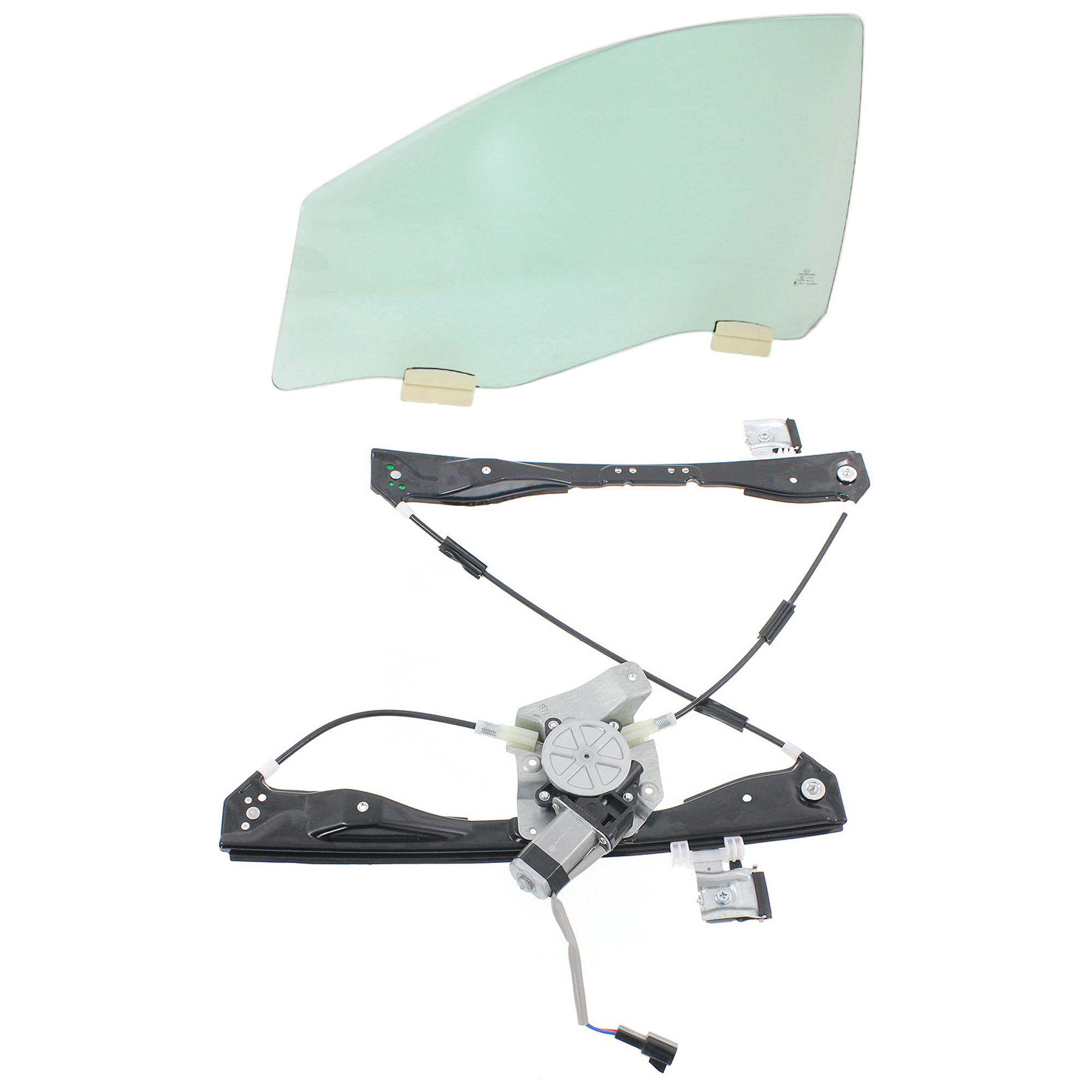 AM MALIBU 08-12 FRONT DOOR GLASS LH Green Tint 2 pc Kit with Window Regulator SKU KIT J062917-76 Partslink GM1350213 OEM 23114169 DD11237GTYN 25943968