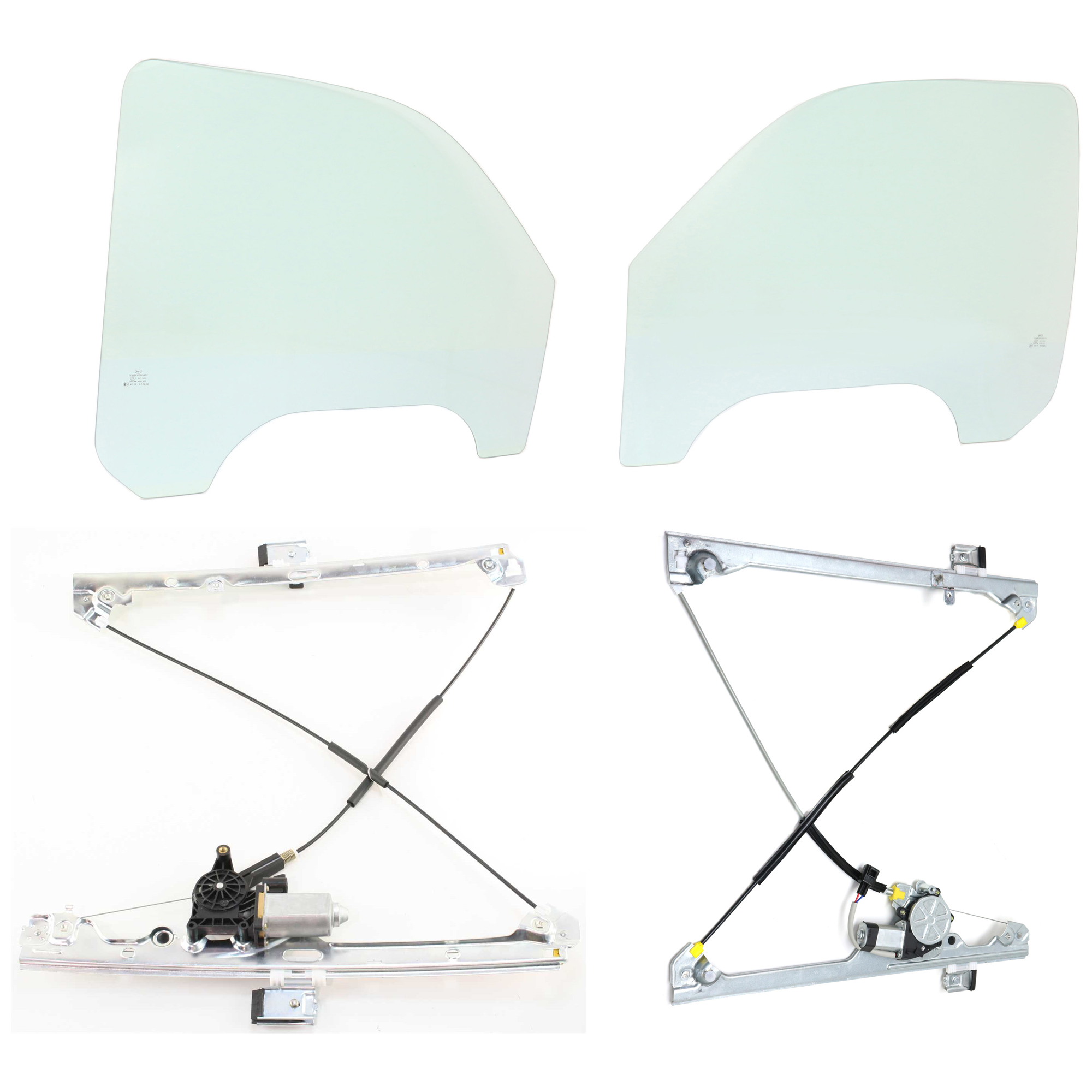 AM SILVERADO 99-06 TAHOE 00-06 FRONT DOOR GLASS RH AND LH Green Tint 4 pc Kit with Window Regulators SKU KIT J062917-81 Partslink GM1350110 GM1351110 OEM 15891714 DD09480GTNN 15891715