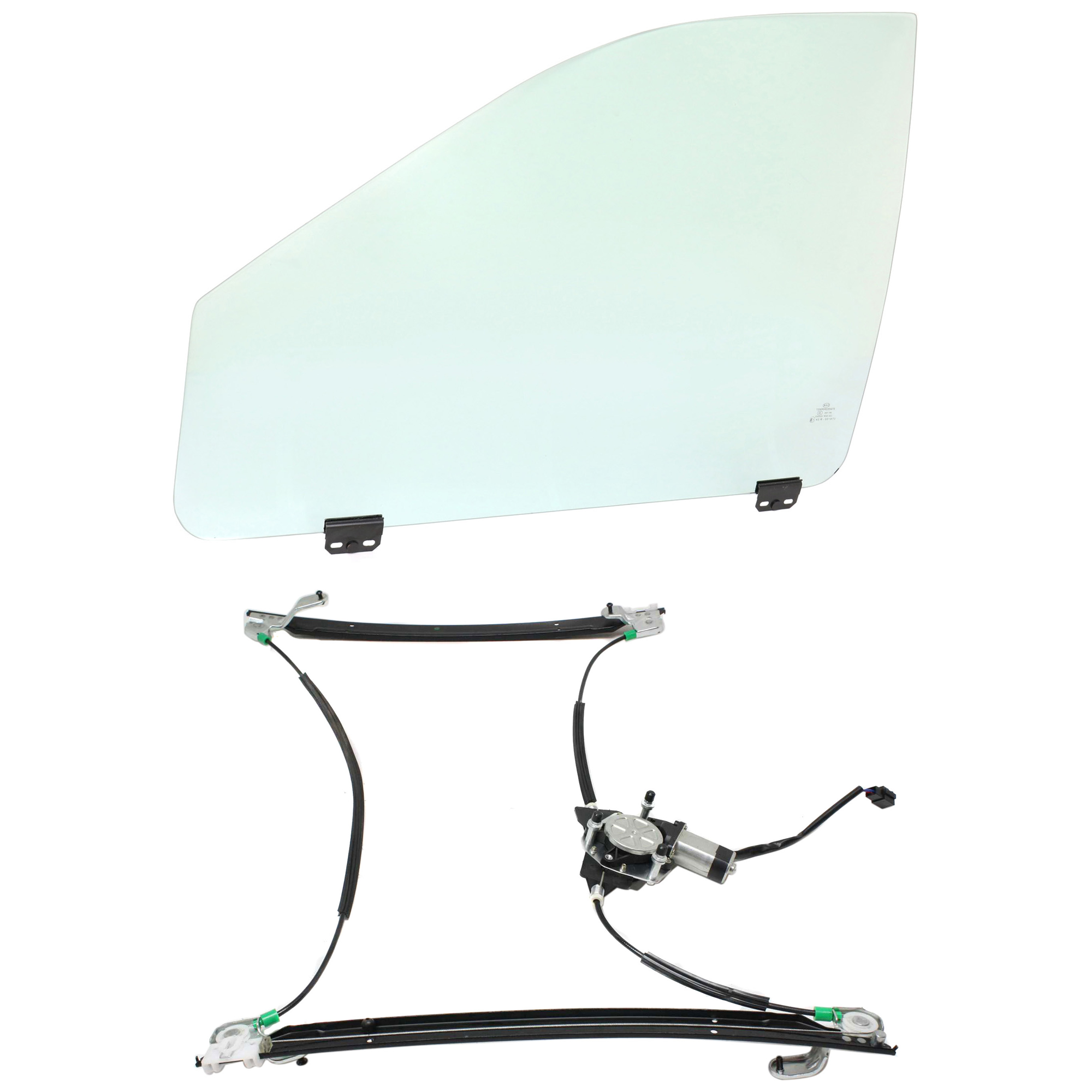 AM TOWN COUNTRY 01-03 FRONT DOOR GLASS LH Green Tint 2 pc Kit with Window Regulator SKU KIT J062917-97 Partslink CH1350126 OEM 4717815AA DD09826GTYN DD09828G