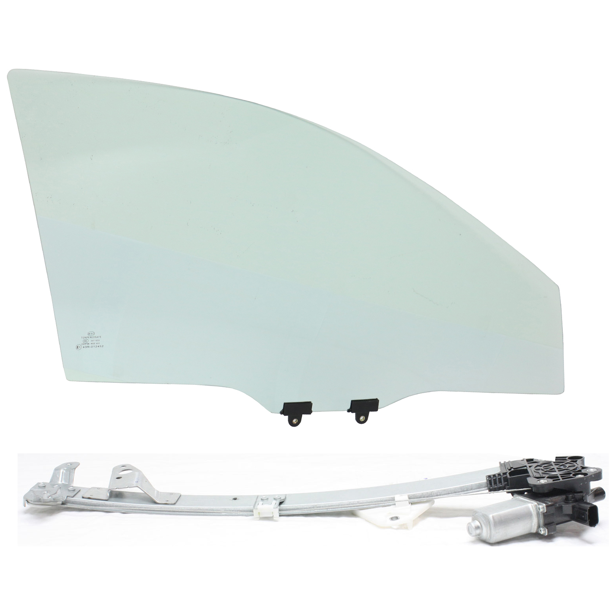 AM ACCORD 08-12 FRONT DOOR GLASS RH Green Tint 2 pc kit Power w Motor w Clip Sedan SKU KIT J063017-31 Partslink HO1351154 OEM 73300TA5A10 FD23508GTYN 72210T