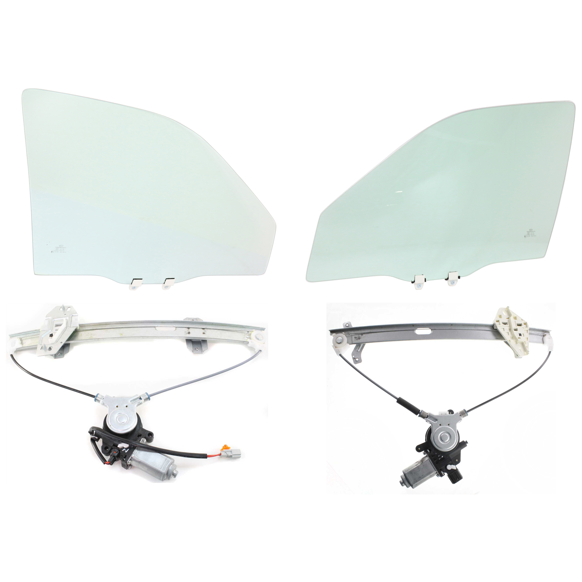 AM CIVIC 96-00 FRONT DOOR GLASS RH AND LH Green Tint 4 pc Kit with Window Regulators SKU KIT J063017-35 Partslink HO1350118 HO1351118 OEM 73300SNAA01 FD05577GTYN 73350S