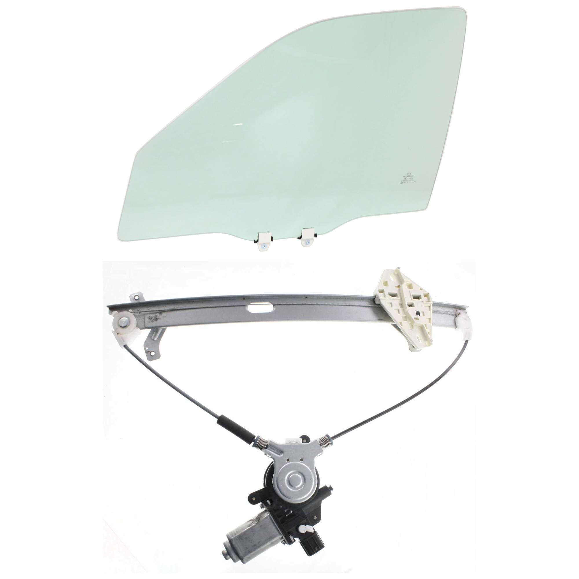 AM CIVIC 96-00 FRONT DOOR GLASS LH 2 pc Kit 4 Door Sedan with Window Regulator SKU KIT J063017-36 Partslink HO1350118 OEM 73350SNAA01 FD05578GTYN 72250S