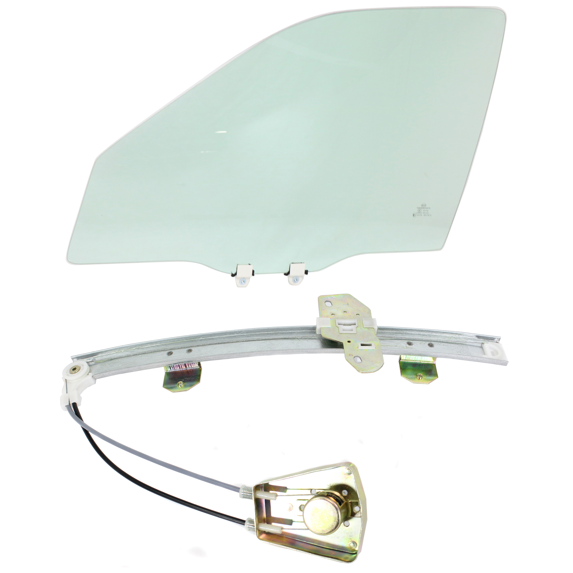 AM CIVIC 96-00 FRONT DOOR GLASS LH 2 pc Kit 4 Door Sedan with Window Regulator SKU KIT J063017-39 Partslink HO1350116 OEM 73350SNAA01 FD05578GTYN 72250S