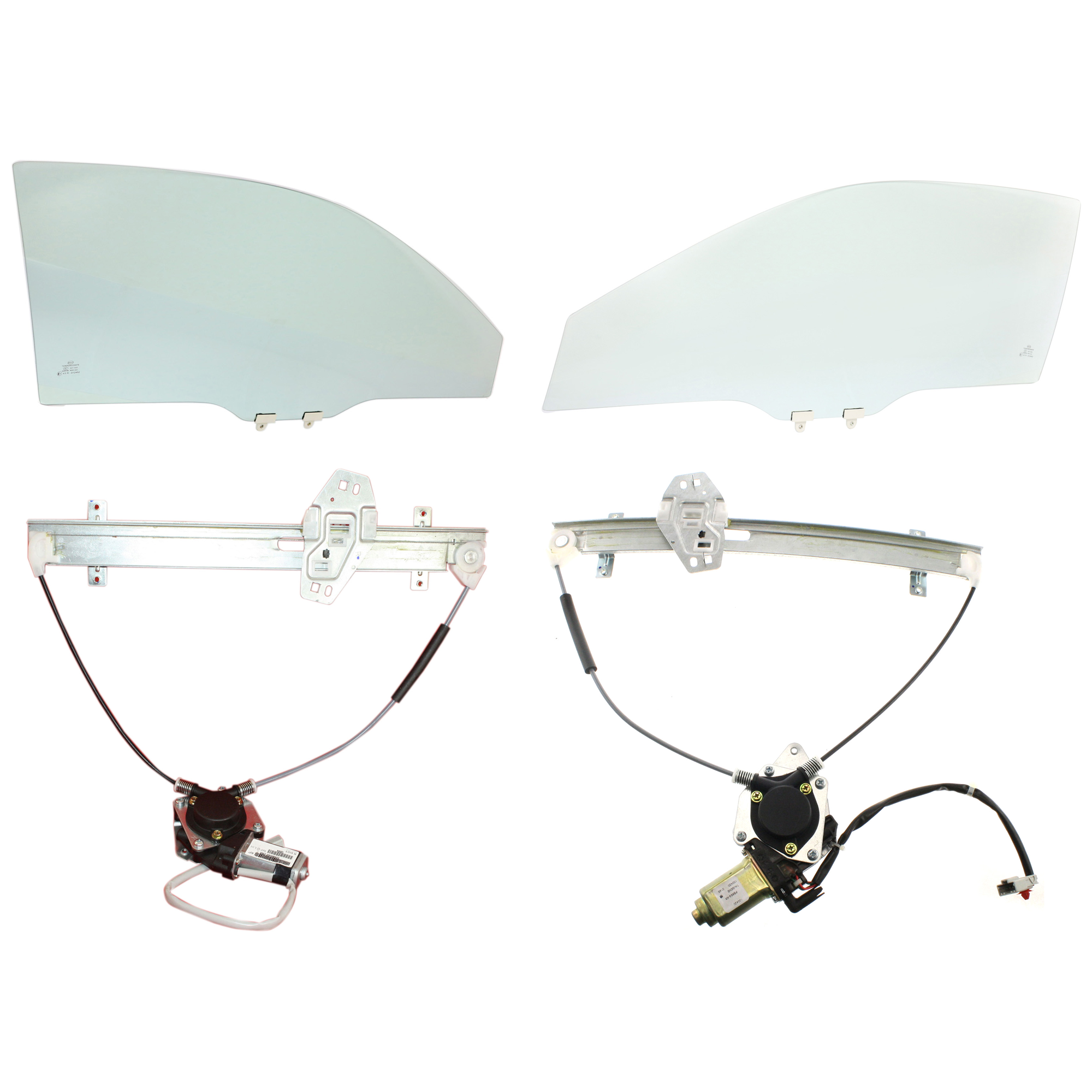 AM CIVIC 01-05 FRONT DOOR GLASS RH and LH Green Tint Set of 4 Power w Motor w Clip Coupe Hatchback SKU KIT J063017-50 Partslink HO1350124 HO1351124 OEM 73300S5PA00 FD21173GTYN 73350S