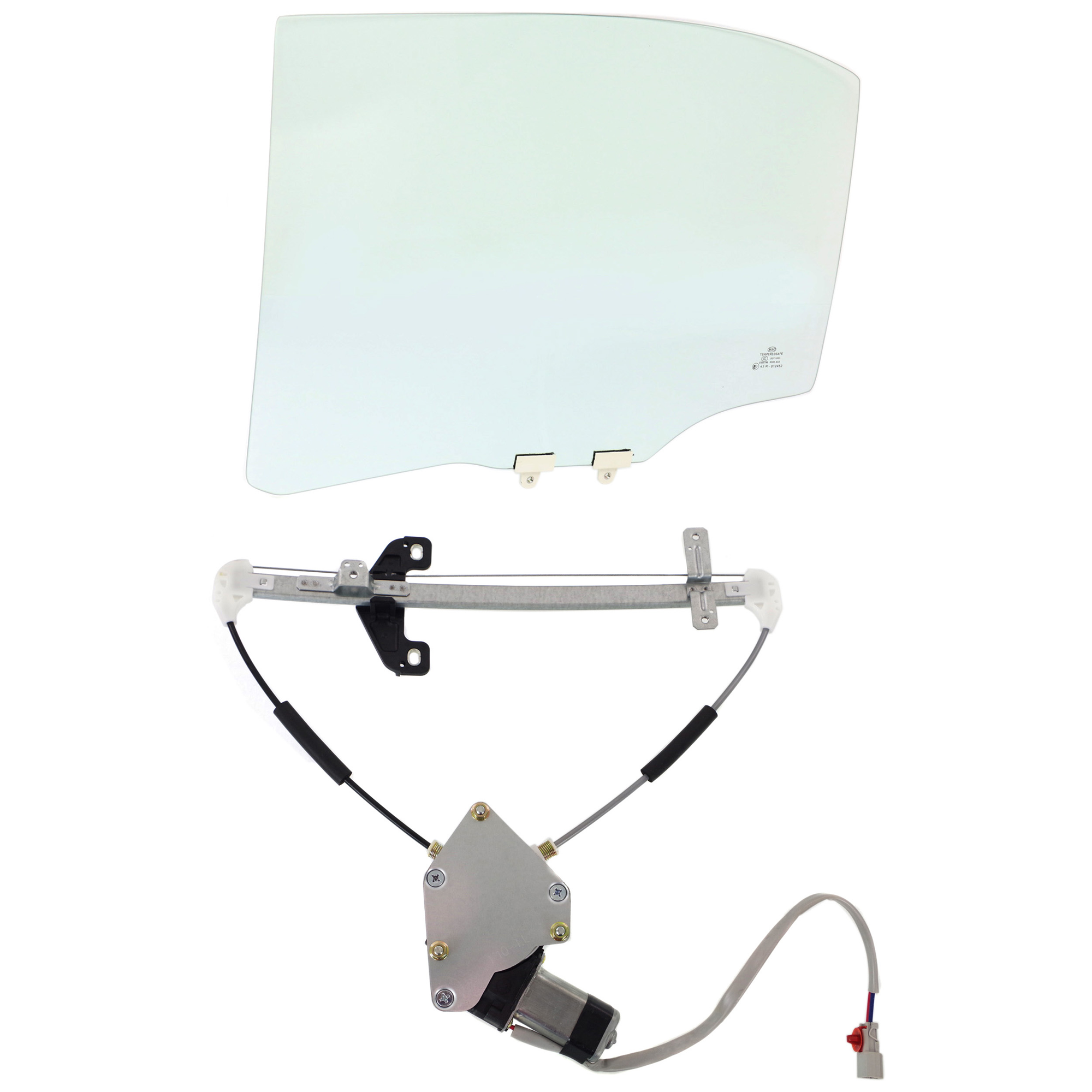 AM CIVIC 01-05 REAR DOOR GLASS LH 2 pc Kit Sedan with Window Regulator SKU KIT J063017-54 Partslink HO1550103 OEM 73450S5AJ21 FD21065GTYN FD2106