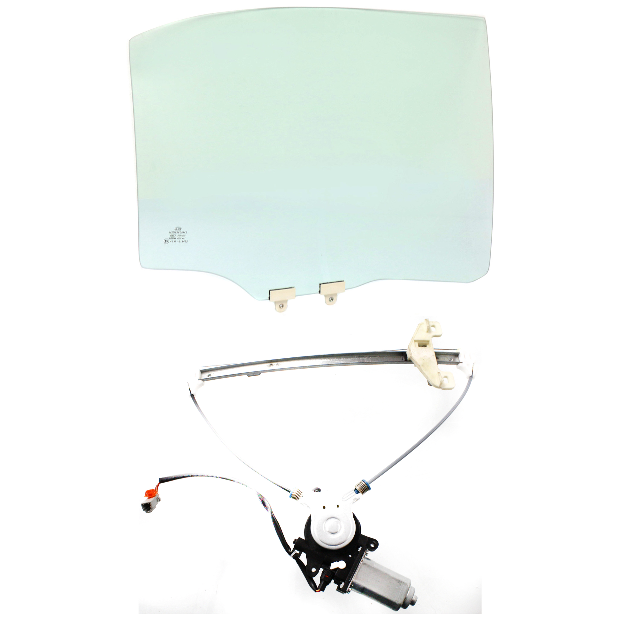 AM CIVIC 01-05 REAR DOOR GLASS RH 2 pc Kit Sedan with Window Regulator SKU KIT J063017-55 Partslink HO1551103 OEM 73400S5AJ21 FD21064GTYN FD2106