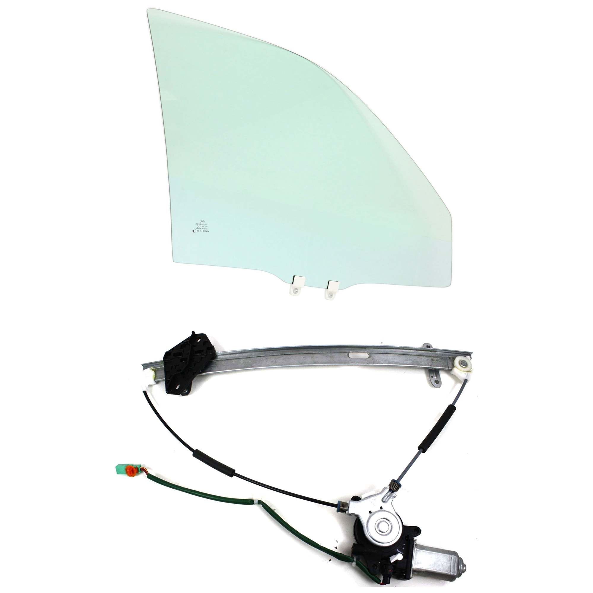 AM CR V 02-06 FRONT DOOR GLASS RH 2 pc Kit with Window Regulator SKU KIT J063017-73 Partslink HO1351111 OEM 73300S9A900 FD21571GTYN 72210S