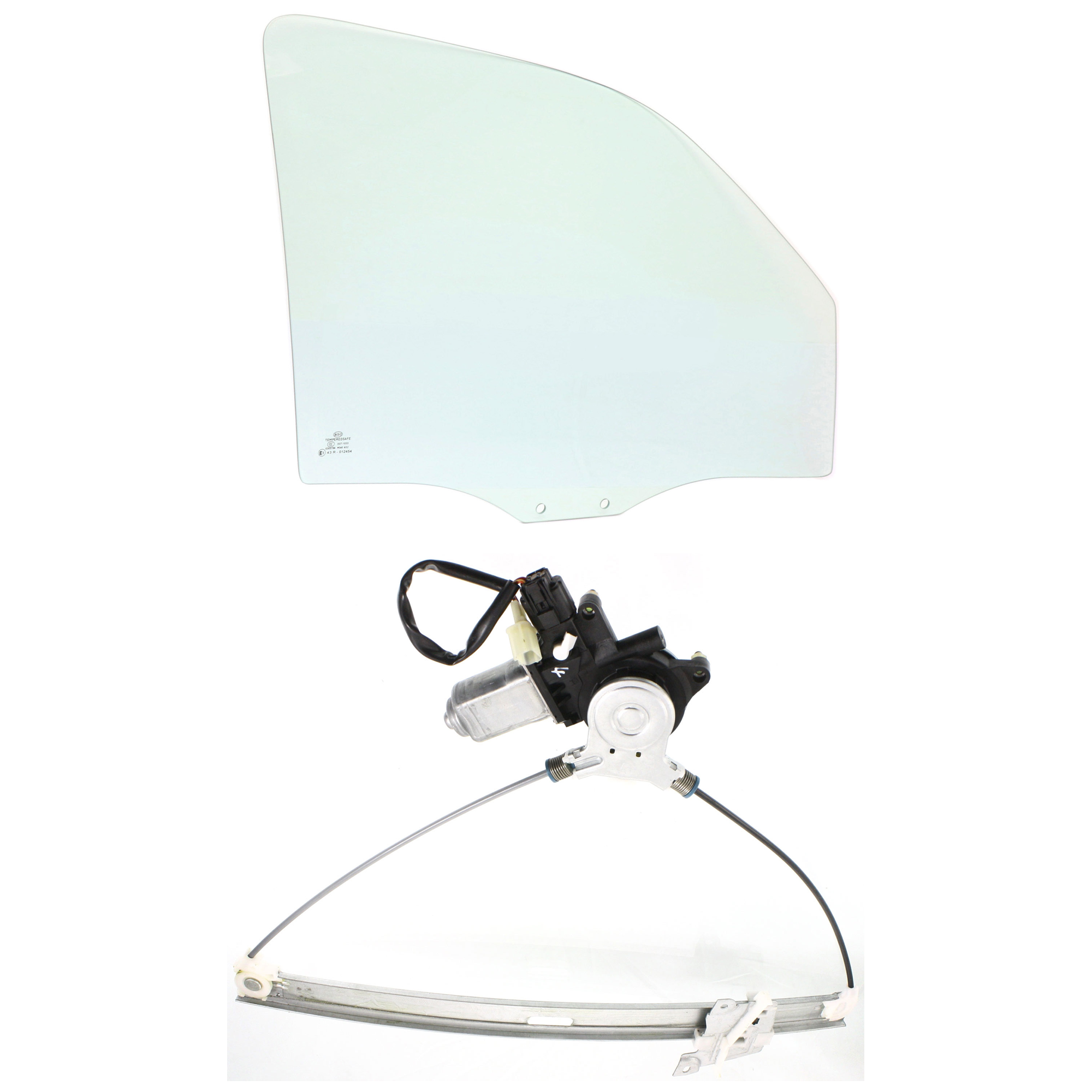 AM ESCAPE 01-07 MARINER 05-07 FRONT DOOR GLASS RH 2 pc Kit with Window Regulator SKU KIT J070117-02 Partslink FO1351130 OEM 5L8Z7821410AA DD09751GTNN 2L8Z