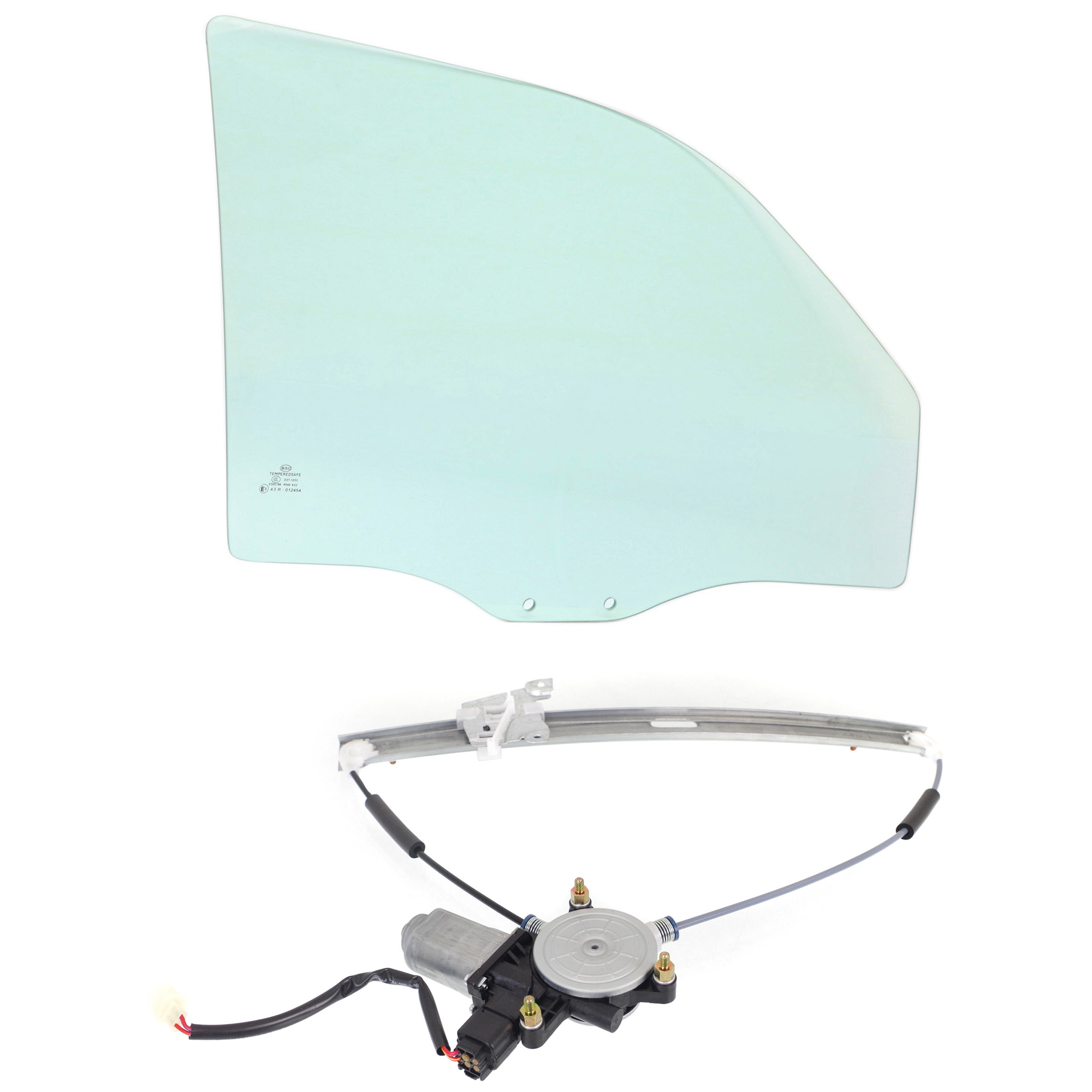 AM ESCAPE 08-12 MARINER 08-11 FRONT DOOR GLASS RH 2 pc Kit Green Tint with Window Regulator Power w Motor 2 Pins 4 Door w o Clip SKU KIT J070117-13 Partslink FO1351170 OEM 8L8Z7821410A DD11259GTNN AL8Z7