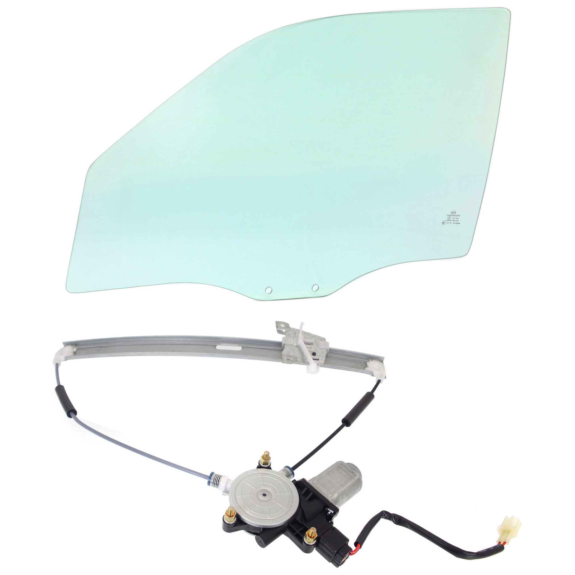 AM ESCAPE 08-12 FRONT DOOR GLASS LH Green Tint 2 pc kit with Window Regulator Power w Motor 2 Pins 4 Door w o Clip SKU KIT J070117-14 Partslink FO1350170 OEM 8L8Z7821411A DD11260GTNN AL8Z7