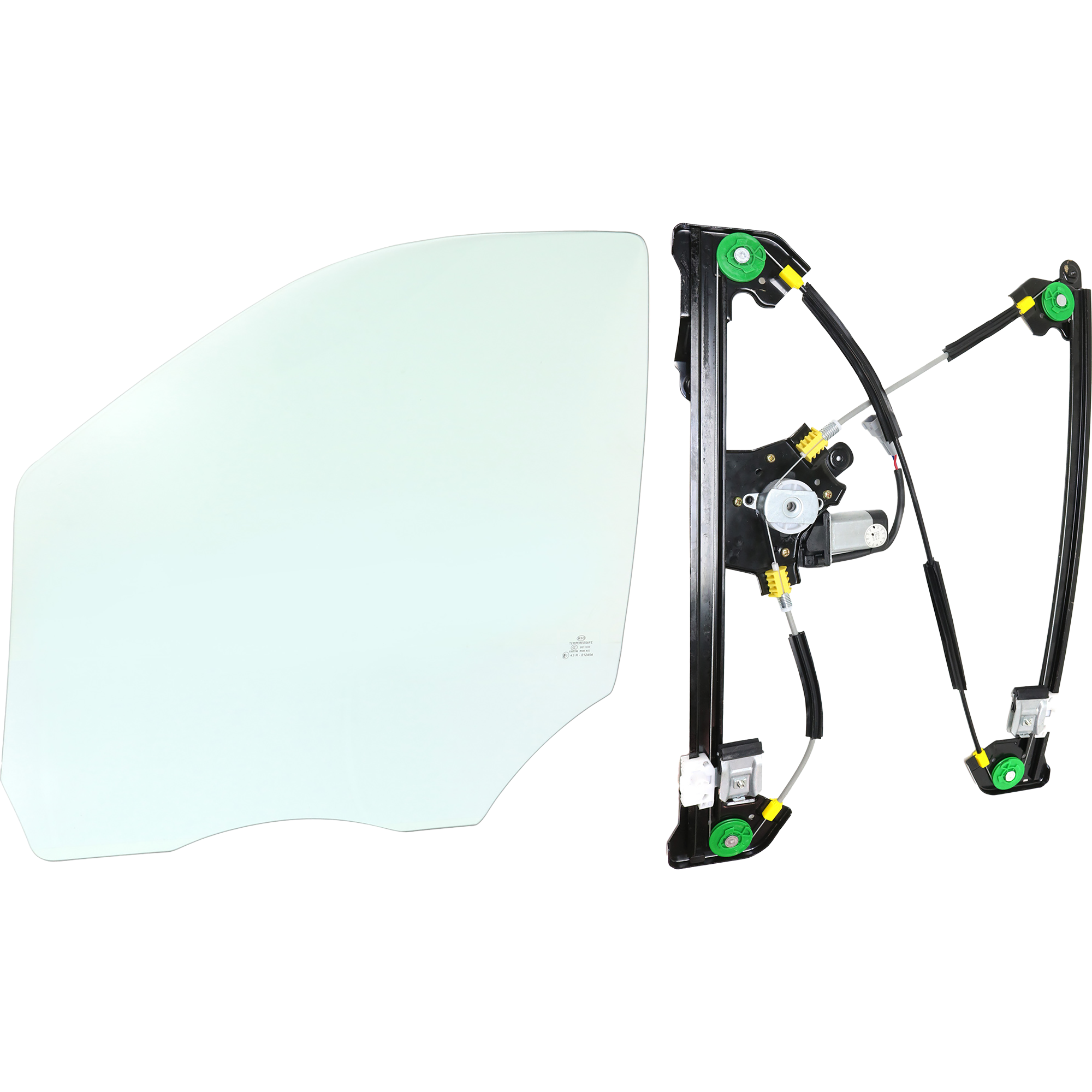 AM F 150-04-06 FRONT DOOR GLASS LH 2 pc Kit Clear with Window Regulator SKU KIT J070117-43 Partslink FO1350159 FO1350153 OEM 4L3Z1521411AA DD10463GTNN 6L3Z