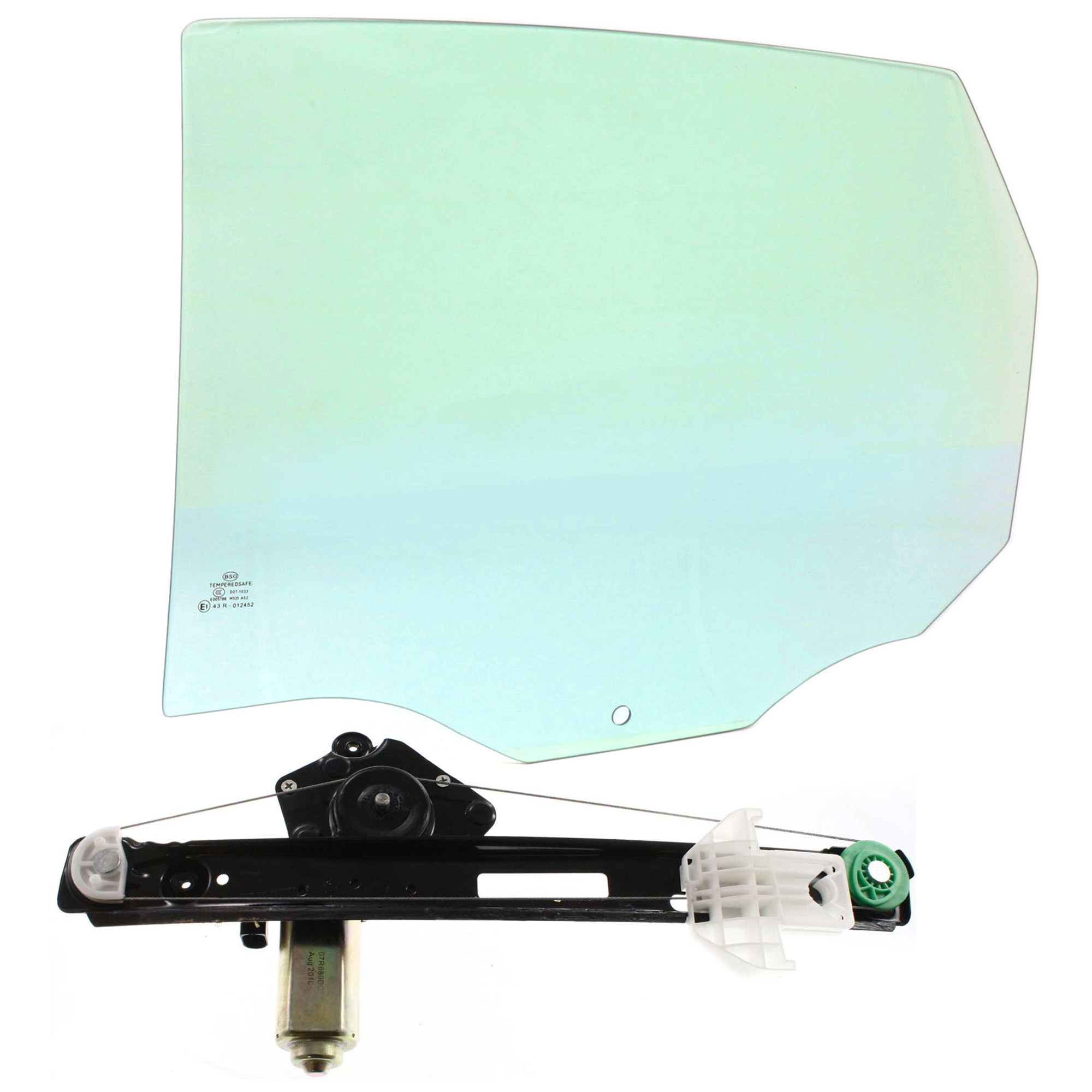 AM FOCUS 00-07 REAR DOOR GLASS LH Green Tint 2 pc Kit 5 Door Hatchback Sedan w Motor w o Clip with Window Regulator SKU KIT J070117-52 Partslink FO1550112 OEM 8S4Z5425713A DD09525GTNN DD113