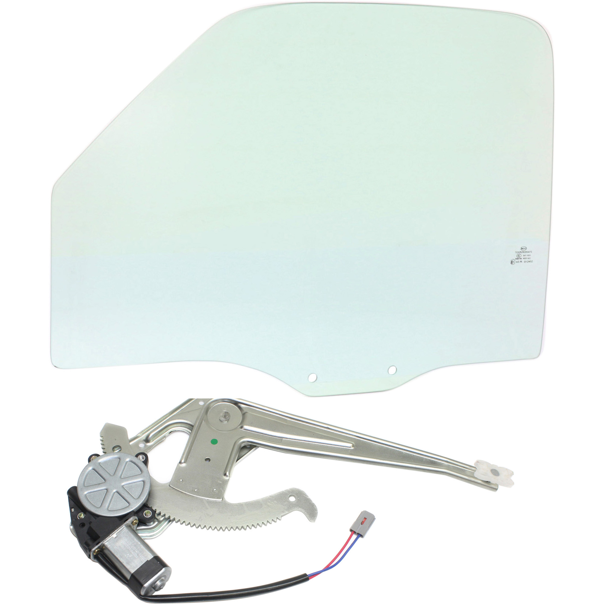 AM RANGER 03-11 FRONT DOOR GLASS LH Green Tint 2 pc Kit with Window Regulator SKU KIT J070417-11 Partslink FO1350156 FO1356121 OEM 3L5Z1021411AA DD10319GTNN DD08
