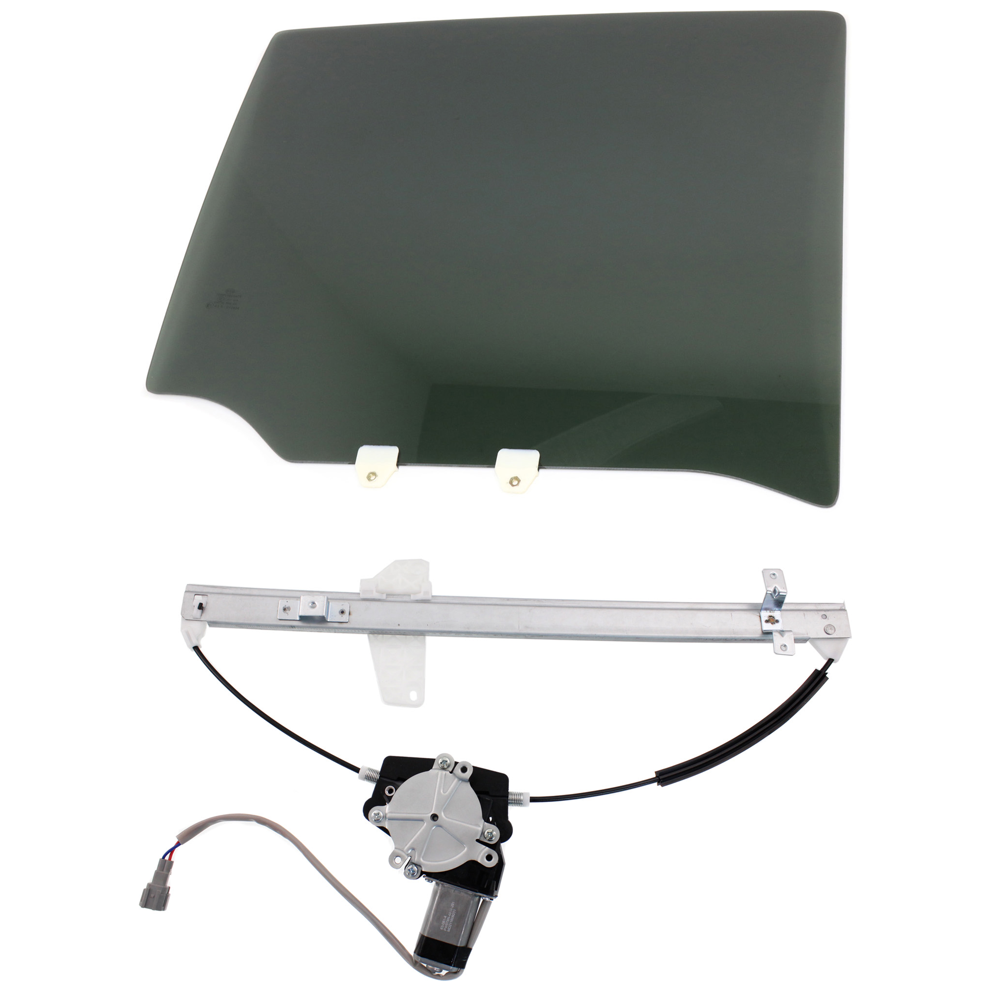 AM ARMADA 05-15 QX56-04-10 REAR WINDOW REGULATOR AND DOOR GLASS LH 2 pc kit Power w Gray Tint Privacy w Motor w Clip SKU KIT J070417-22 OEM 82301ZQ10A FD22145YPYN 82721ZV