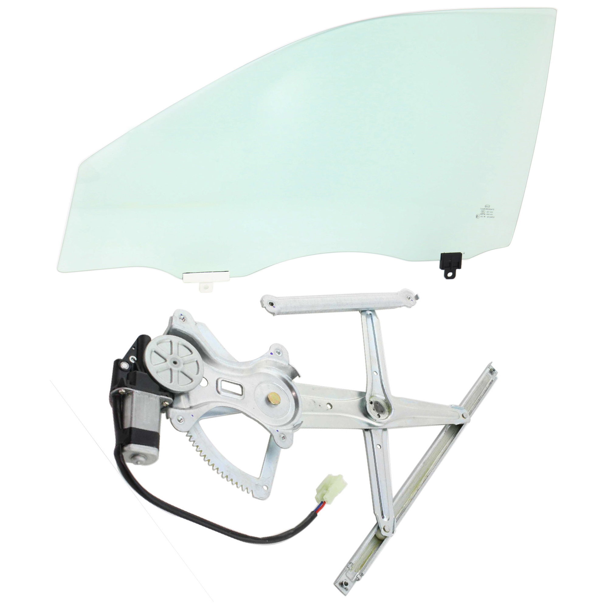 AM COROLLA 03-04 FRONT DOOR GLASS LH 2 pc Kit Sedan USA Built with Window Regulator SKU KIT J070617-59 Partslink TO1350139 OEM 6810202130 FD21606GTYN FD22348