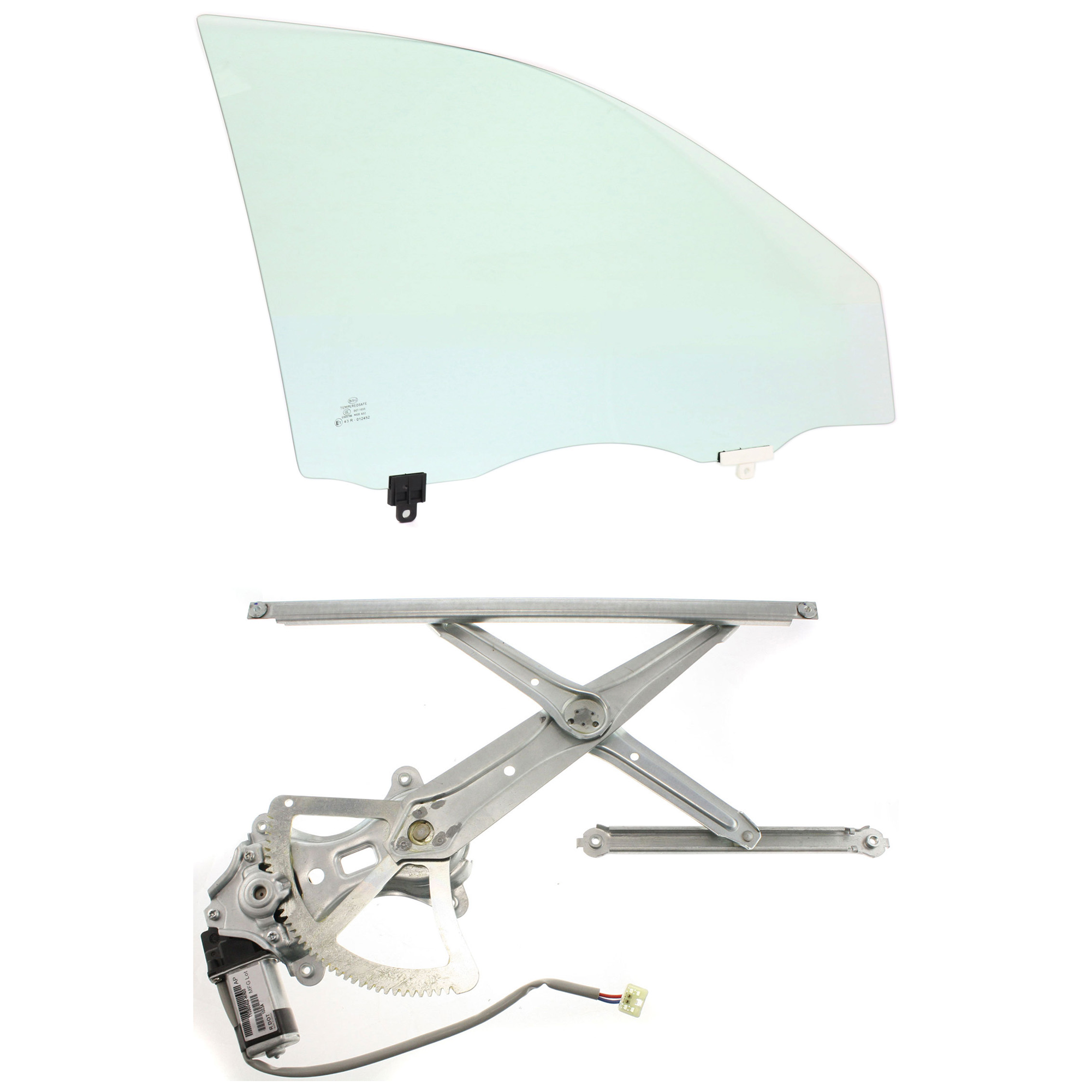 AM COROLLA 03-04 FRONT DOOR GLASS RH 2 pc Kit Sedan USA Built with Window Regulator SKU KIT J070617-60 Partslink TO1351139 OEM 6810102130 FD21605GTYN FD22347