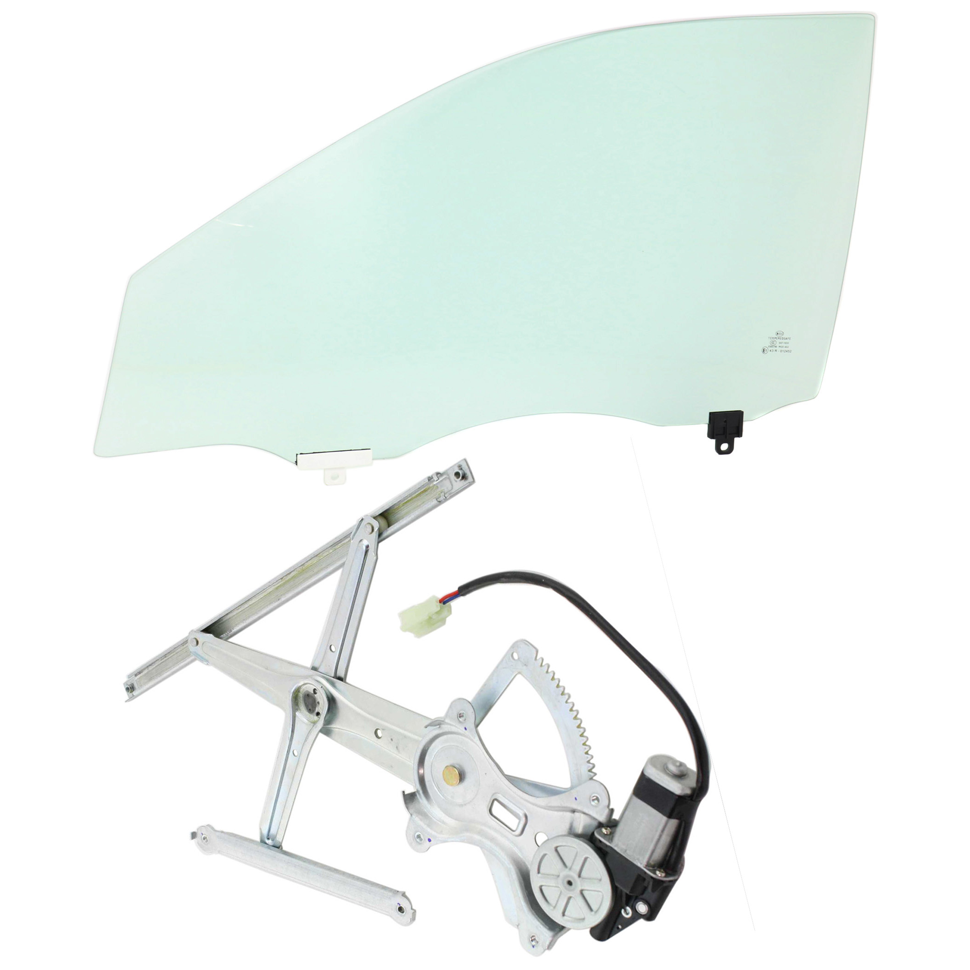 AM COROLLA 05-08 FRONT DOOR GLASS LH 2 pc Kit Green Tint Sedan USA Built with Window Regulator SKU KIT J070617-62 Partslink TO1350139 OEM 6810212A40 FD22348GTYN FD21606