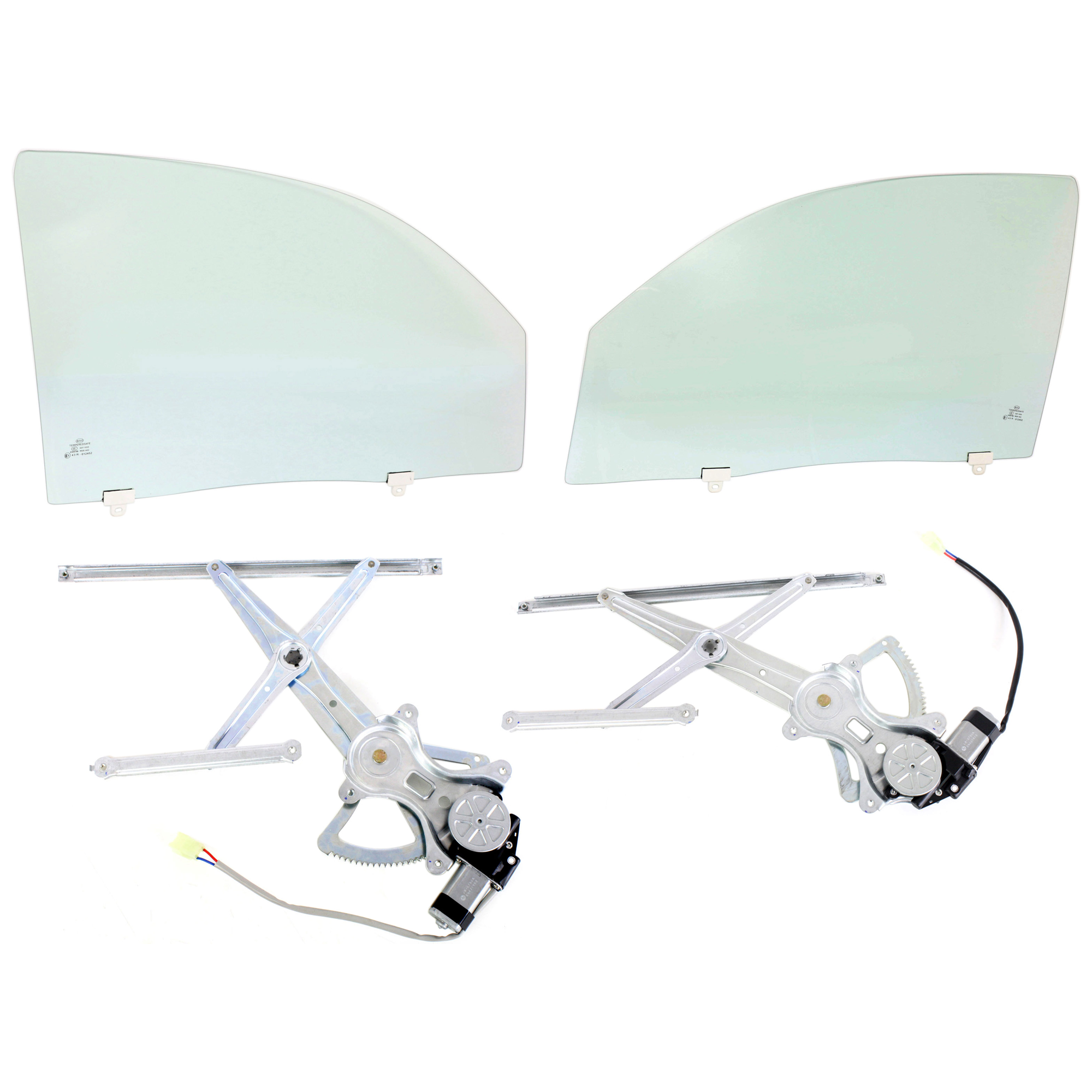 AM TACOMA 05-15 FRONT DOOR GLASS RH AND LH Green Tint 4 pc Kit with Window Regulators SKU KIT J070717-40 Partslink TO1350167 TO1351167 OEM 6810104102 FD22401GTYN 6810204