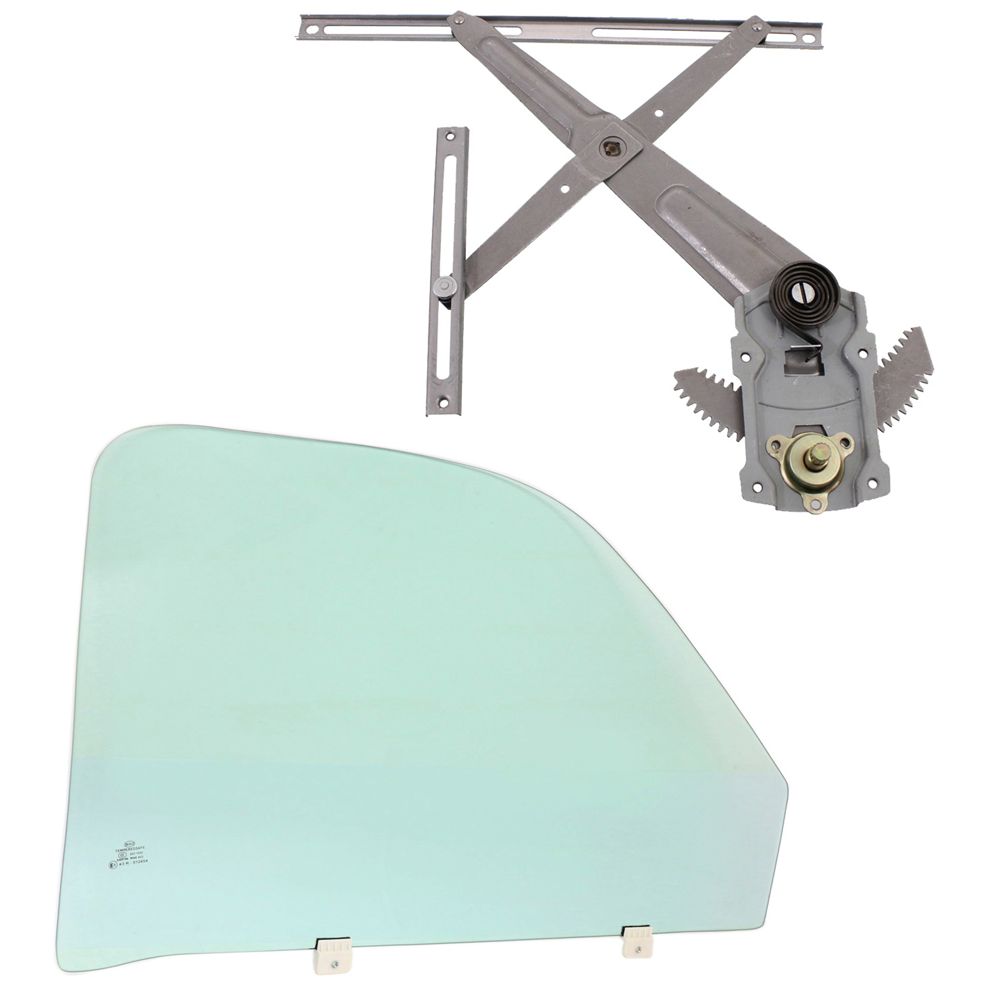 AM TUNDRA 00-06 FRONT DOOR GLASS RH Green Tint 2 pc kit Manual w Clip 2 Door Standard Extended Cab Fleetside SKU KIT J070717-51 Partslink TO1351156 OEM 681010C010 FD20545GTYN 698100C
