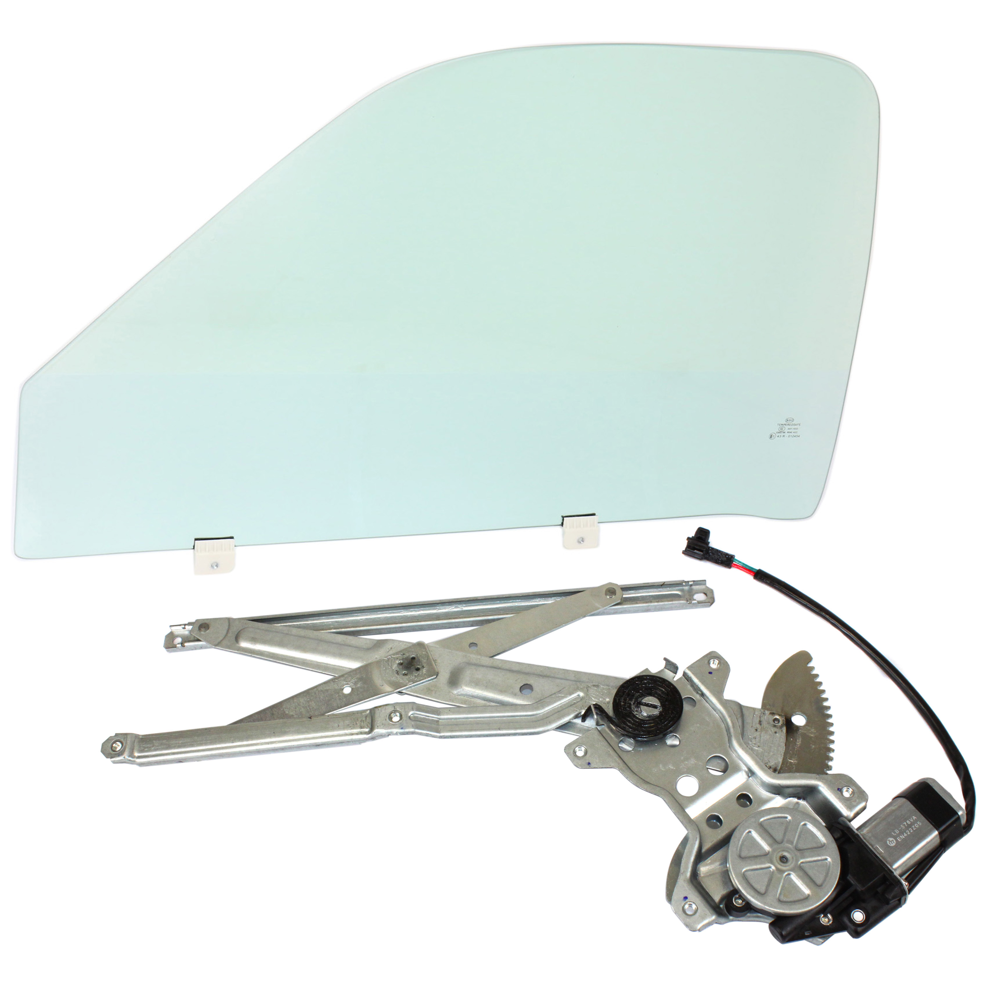 AM TUNDRA 00-06 FRONT DOOR GLASS LH Green Tint 2 pc kit Power w Motor w Clip 2 Door Standard Extended Cab Fleetside SKU KIT J070717-53 OEM 681020C010 FD20546GTYN 857200C