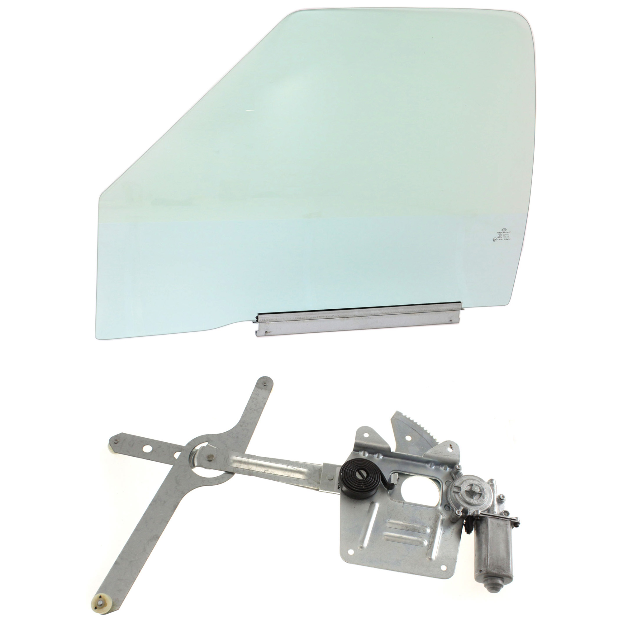 AM S10 SONOMA 94-04 FRONT DOOR GLASS LH Green Tint 2 pc Kit with Window Regulator SKU KIT J070717-68 Partslink GM1350131 OEM 15761466 DD08423GTYN 93386009