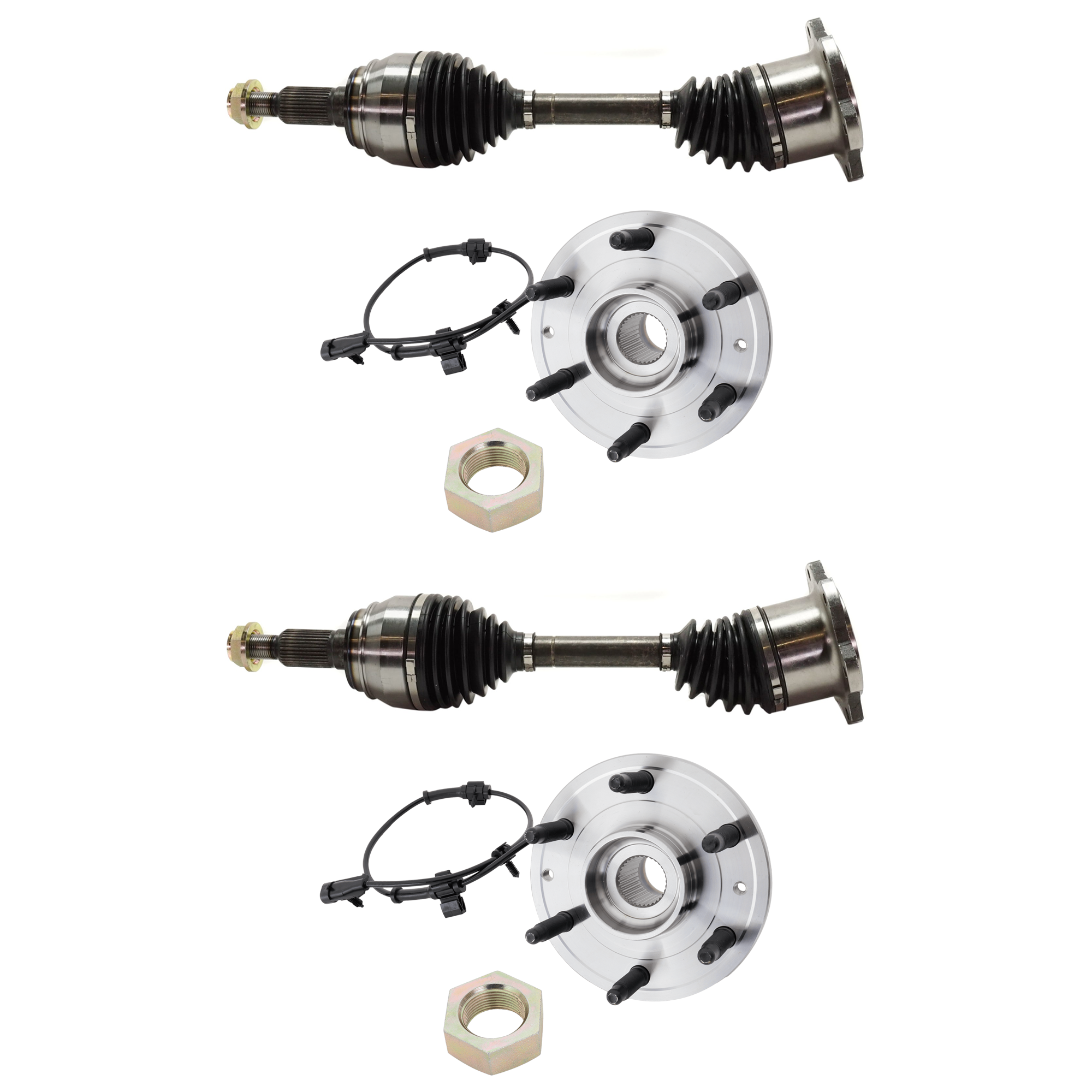 AM SILVERADO SIERRA 1500-99-07 FRONT CV AXLE ASSEMBLY RH AND LH 4 pc Kit with Wheel Hub SKU KIT J071721-13