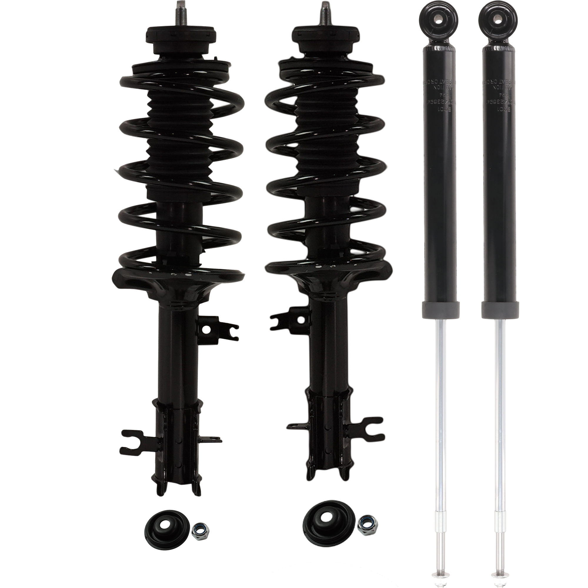 AM AVEO 04-11 AVEO5-07-11 FRONT AND REAR SHOCK AND FULLY LOADED STRUT RH AND LH Gas Charged Twin tube 4 pc Kit SKU KIT J071721-48 OEM 816645-817351-78A11404-2701539