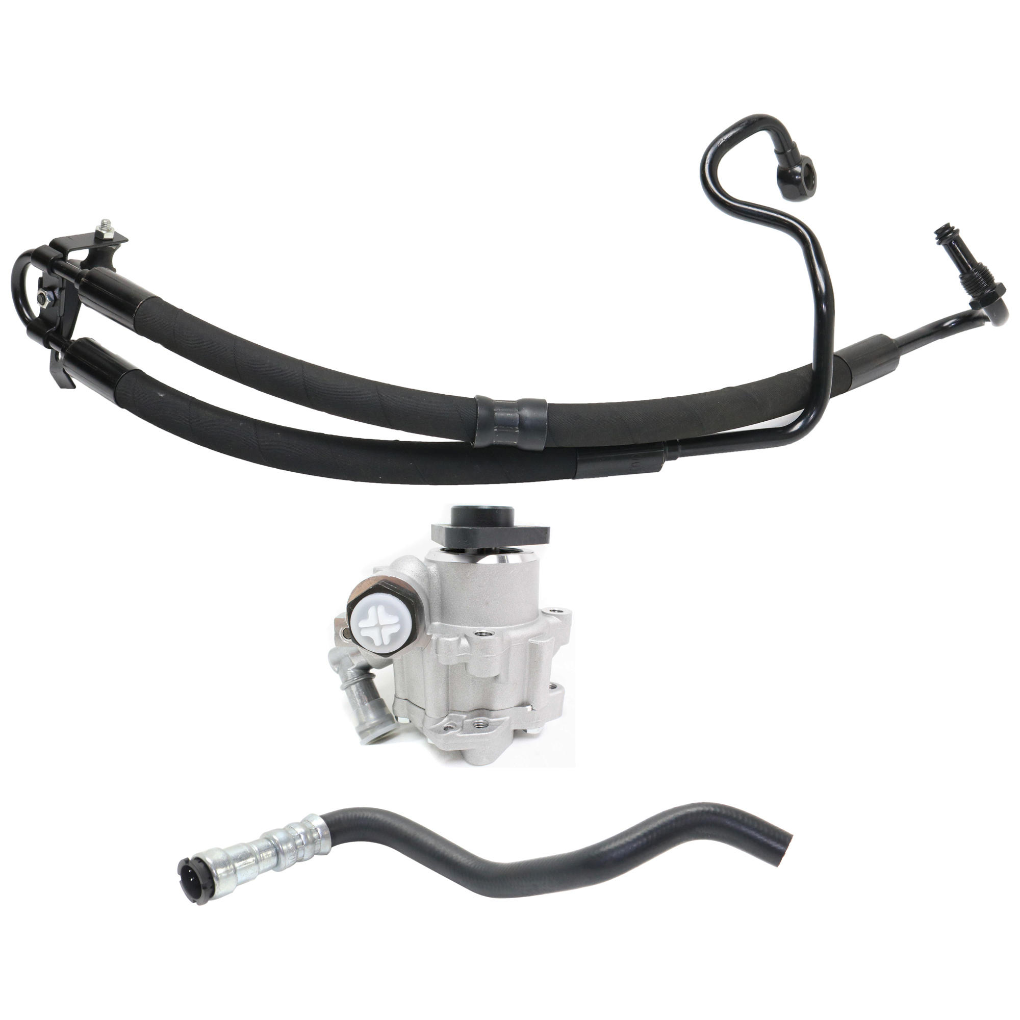 AM 3 SERIES 99-00 POWER STEERING PUMP Set of 3 with Pressure Hose and Return Hose SKU KIT J080317-62 OEM 32411094965-32416796390-324167