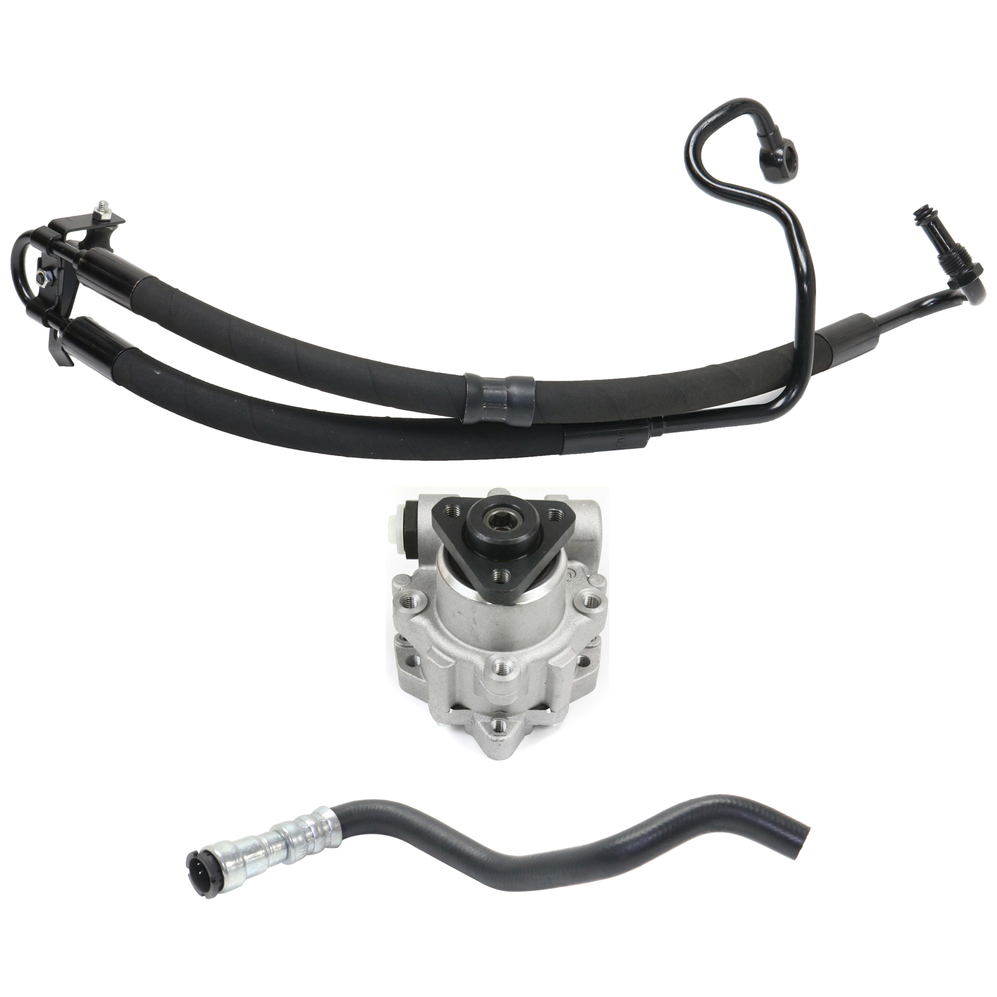 AM 3 SERIES 01-02 POWER STEERING PUMP Set of 3 with Pressure Hose and Return Hose SKU KIT J080317-65 OEM 32416756582-32416796390-324167