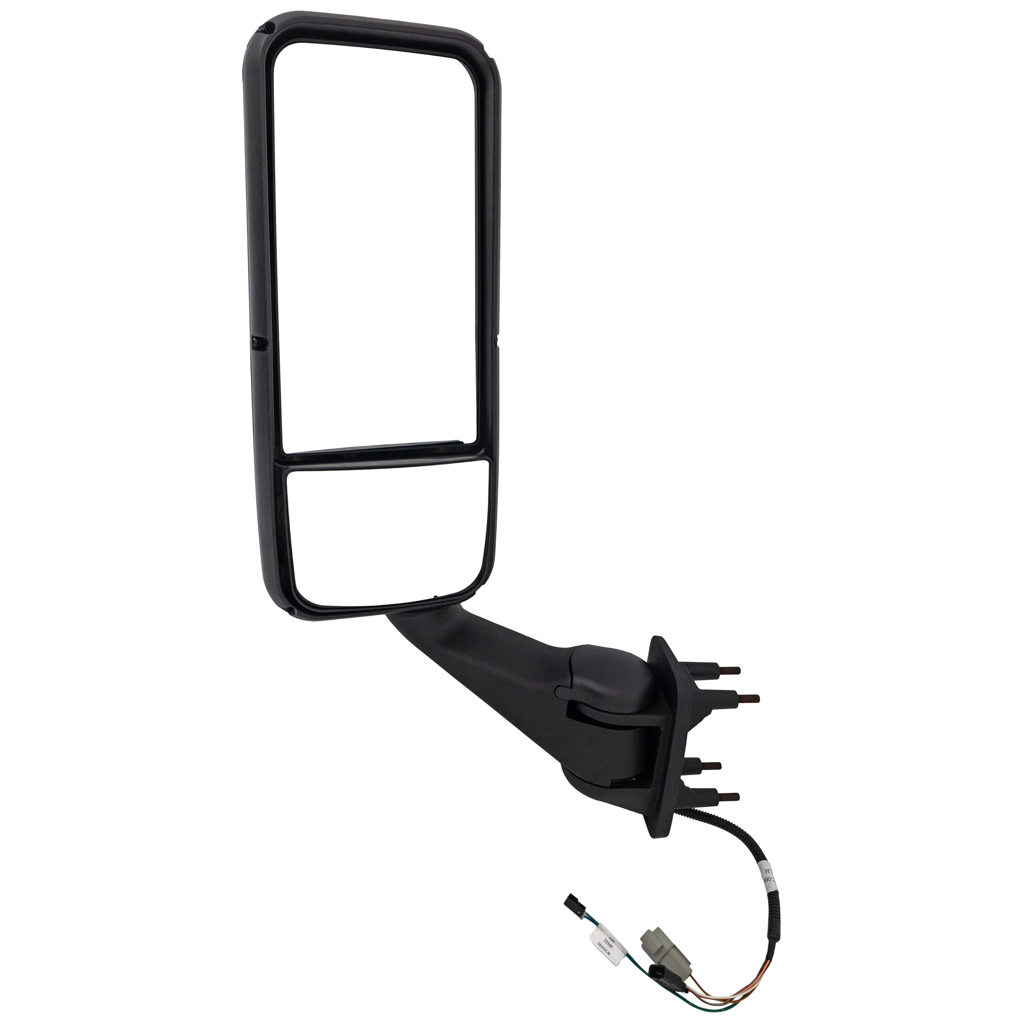 AM KENWORTH T700-11-14 T2000-97-11 MIRROR LH Power Upper Manual Lower Heated Chrome w Arm Temp Sensor SKU KW07EL HD OEM Heavy Duty