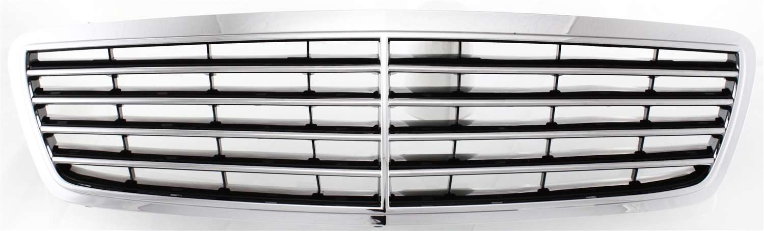 AM E CLASS 00-02 GRILLE Plastic Chrome Shell Painted Black Insert Sedan w Avantgarde Pkg Wagon SKU M070115 Partslink MB1200116 OEM 21088006839040