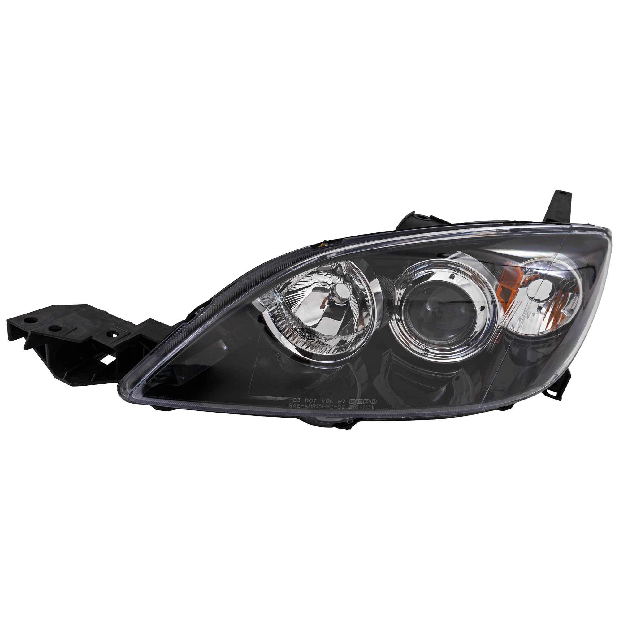 AM MAZDA 3-04-09 HEAD LAMP LH Lens and Housing Halogen Hatchback CAPA SKU M100166Q Partslink MA2518107C OEM BN8F510L0E
