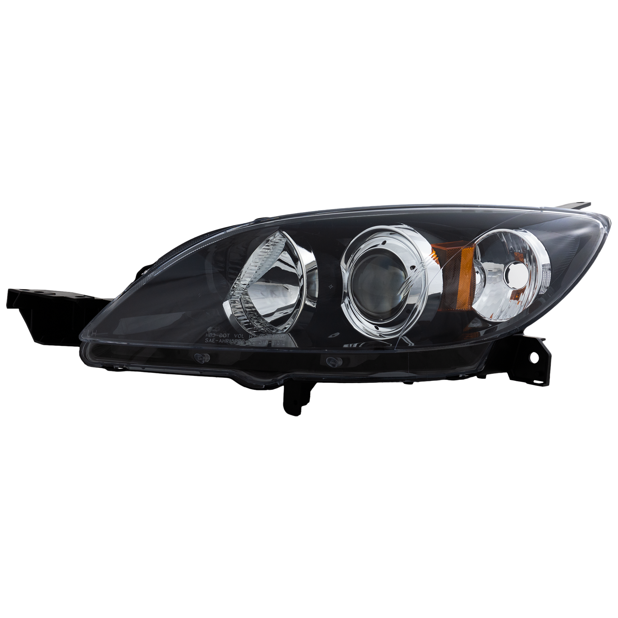 AM MAZDA 3-04-09 HEAD LAMP LH Lens and Housing Halogen Hatchback SKU M100166 Partslink MA2518107 OEM BN8F510L0E