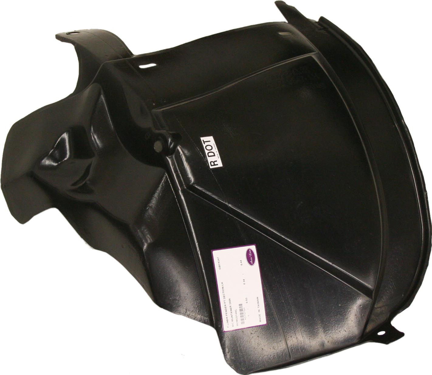 AM MOUNTAINEER 06-10 FRONT FENDER LINER LH Extension Front Section Plastic SKU M222332 Partslink FO1250139 OEM 6L9Z16D073AA