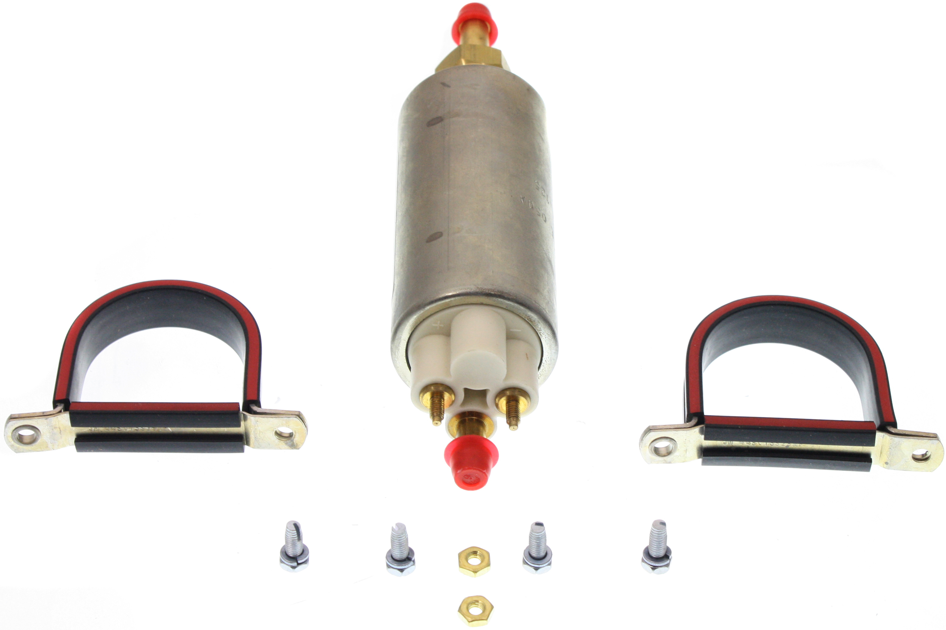 AM MSD HIGH PRESSURE ELECTRIC FUEL PUMP Has A 3-8 Hose Nipple Inlet And A 5-16 Hose Nipple Outlet I High Pressure Electric Fuel Pump 43 GPH SKU M462225