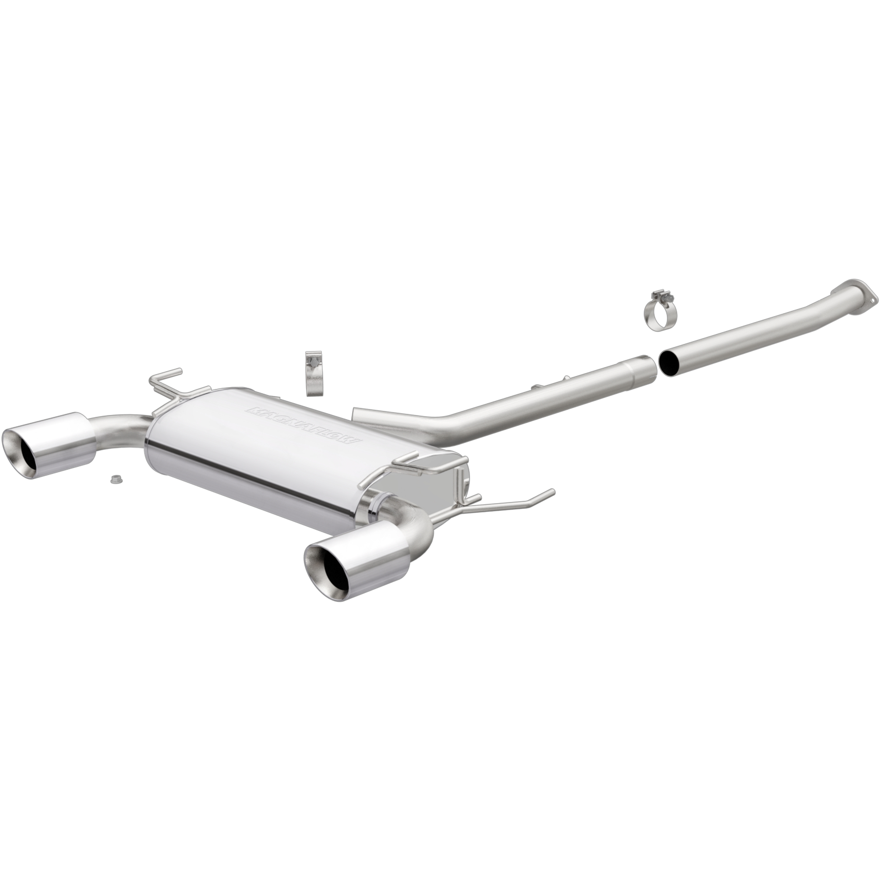 AM V6-3.5L Coupe 5 x 11 x 22in. Muffler 2.5in. Tubing 4.0in. Polished Stainless Tip DUAL SPLIT REAR EXIT SKU M6616641