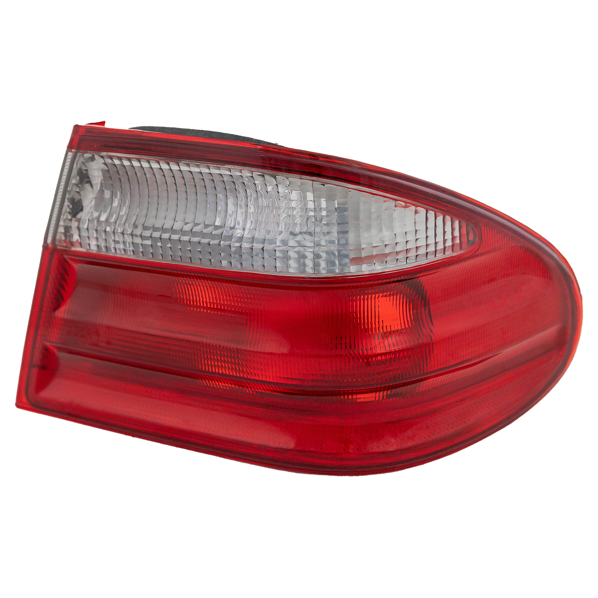 AM E CLASS 00-02 TAIL LAMP RH Outer Lens and Housing Red and Clear Lens Sedan Elegance Pkg. SKU M730105 Partslink MB2801107 OEM 2108203664