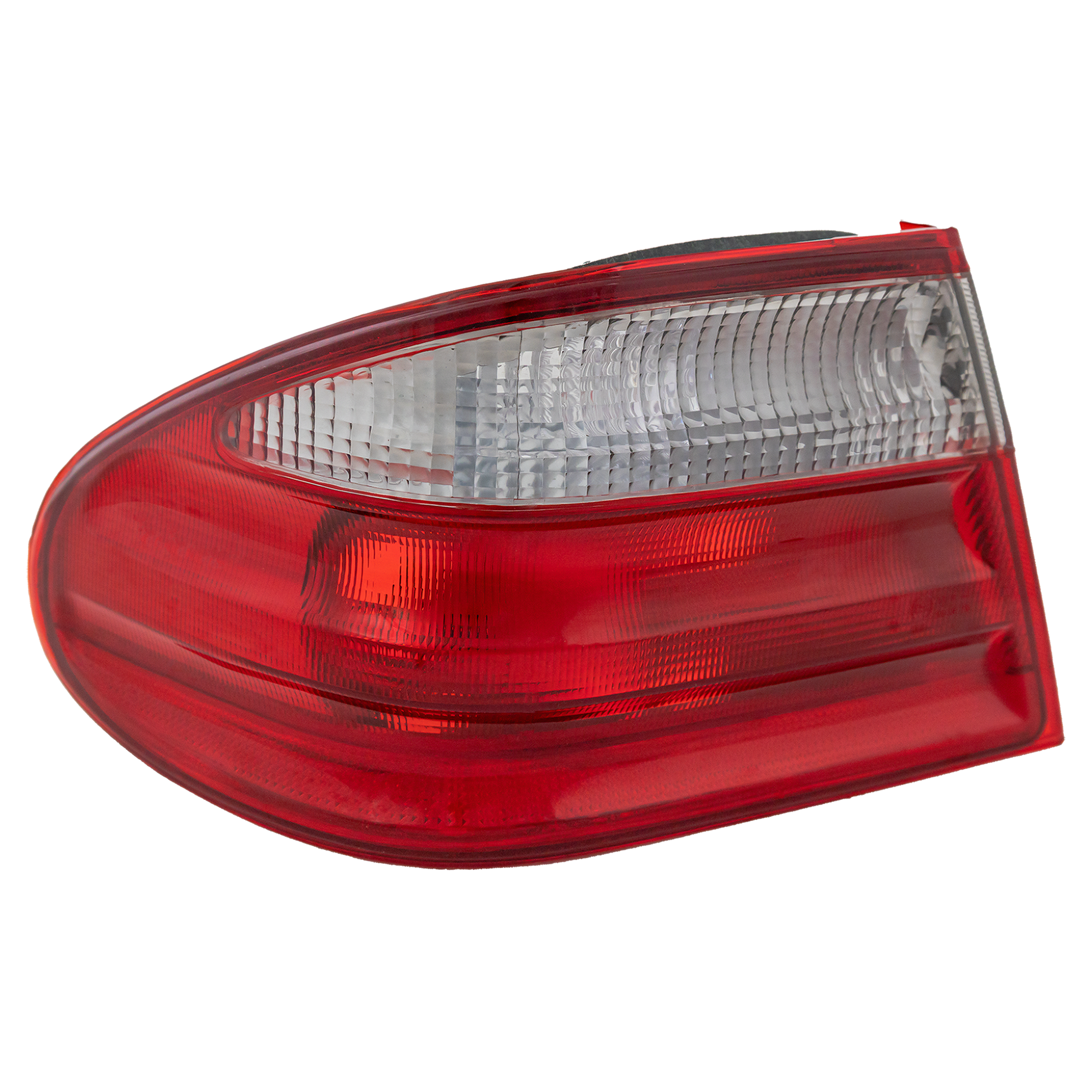 AM E CLASS 00-02 TAIL LAMP LH Outer Lens and Housing Red and Clear Lens Sedan Elegance Pkg. SKU M730106 Partslink MB2800107 OEM 2108203564