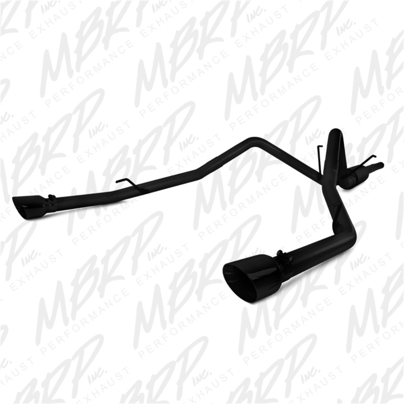 AM 2009-2014 Dodge Ram 1500-5.7L Cat Back Dual Split Rear Black Coated through stock bumper Performance Gas Exhaust System SKU M79S5146BLK