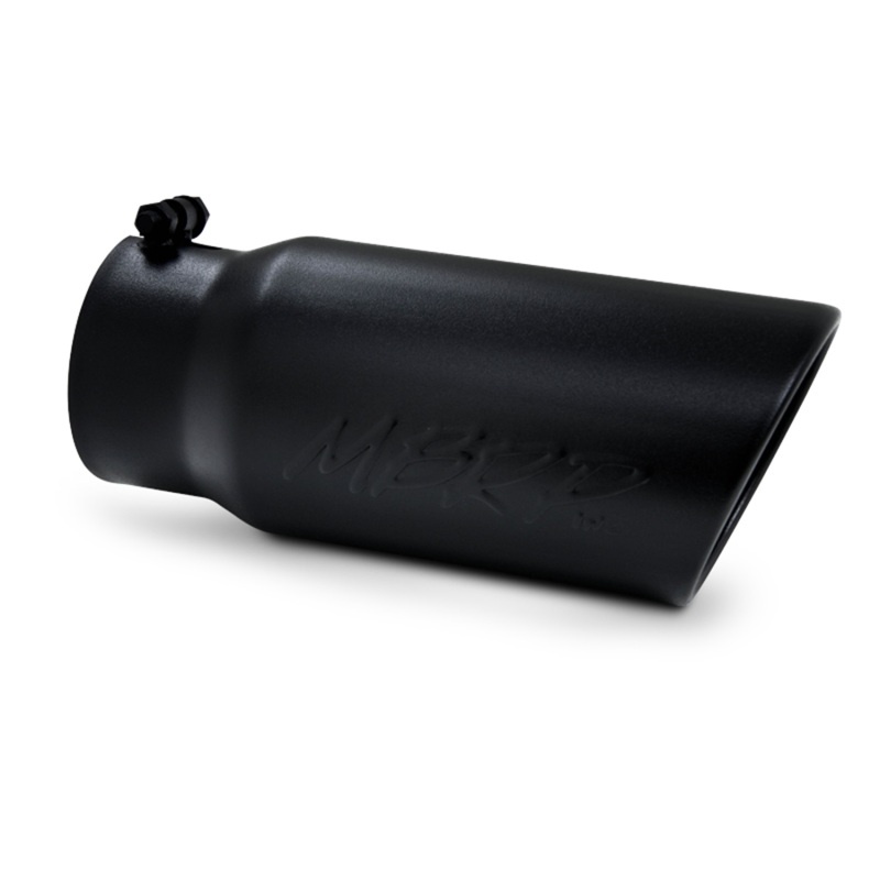 AM Universal Universal Universal Tip 5 O.D. Angled Rolled End 4 inlet 12 length Black Coated Exhaust Tip SKU M79T5051BLK