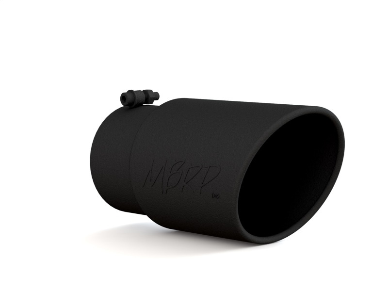 AM Tip 6in O.D. Angled Rolled End 5in inlet 12in length Black Coated SKU M79T5075BLK
