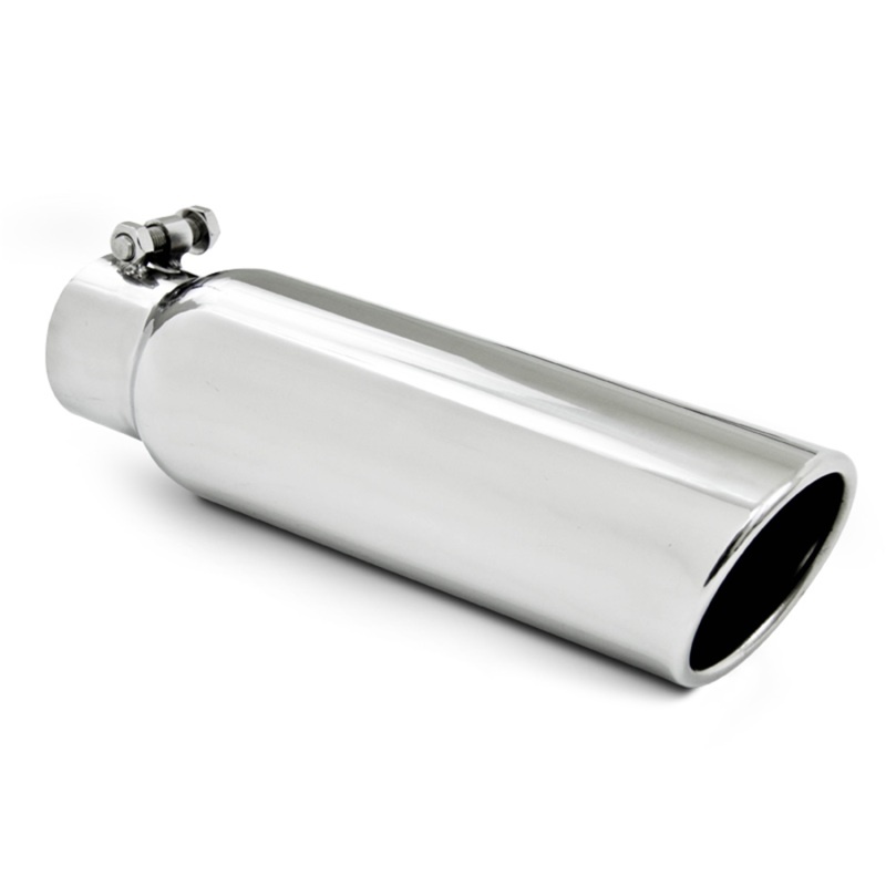 AM Universal Universal Universal 3.5 OD 2.5 inlet 12 in length Angled Cut Rolled End Clampless no weld T304 Garage Parts Component SKU M79T5148